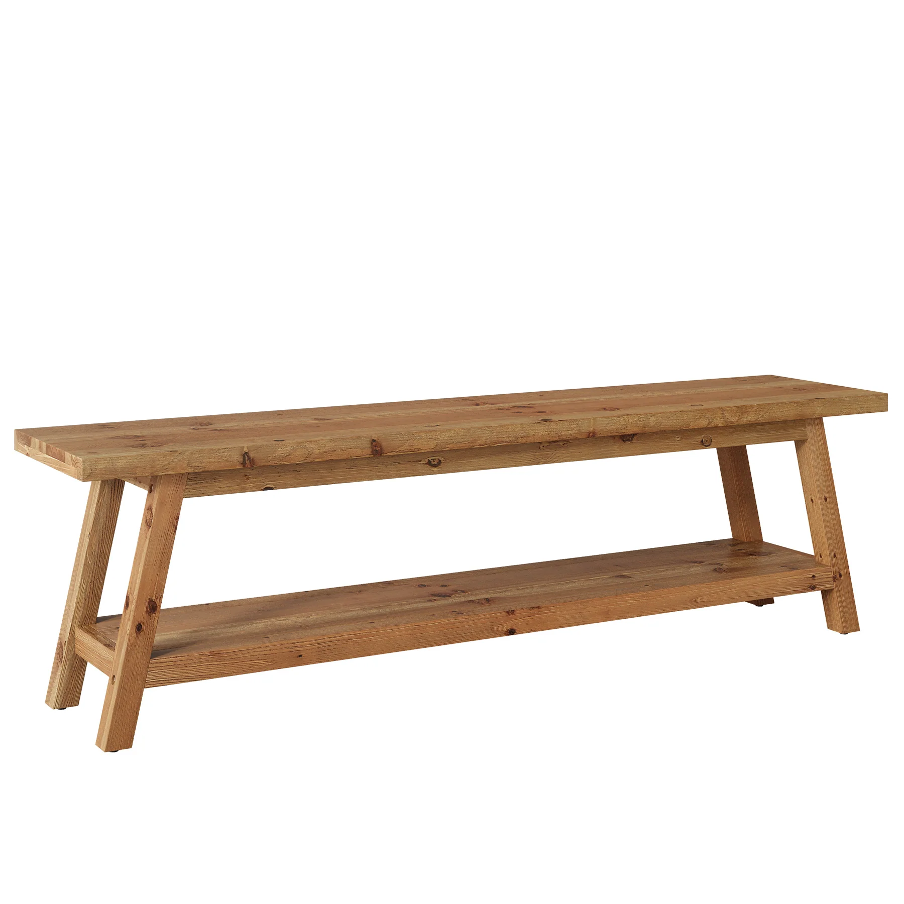 63" Solid Wood Entryway Bench, Hallway Shoe Bench with Storage Shelf - Image 13