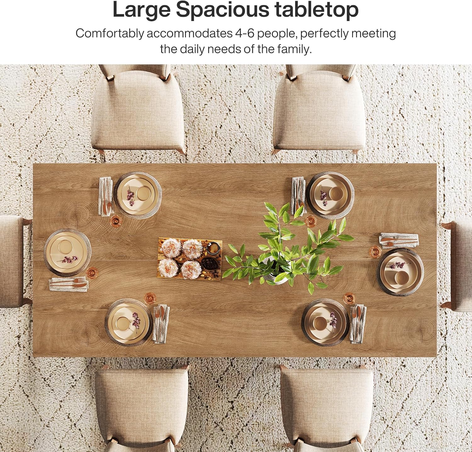 63" Dining Table, Farmhouse Kitchen Table with Heavy Duty Pedestal  for 4-6 - Image 7
