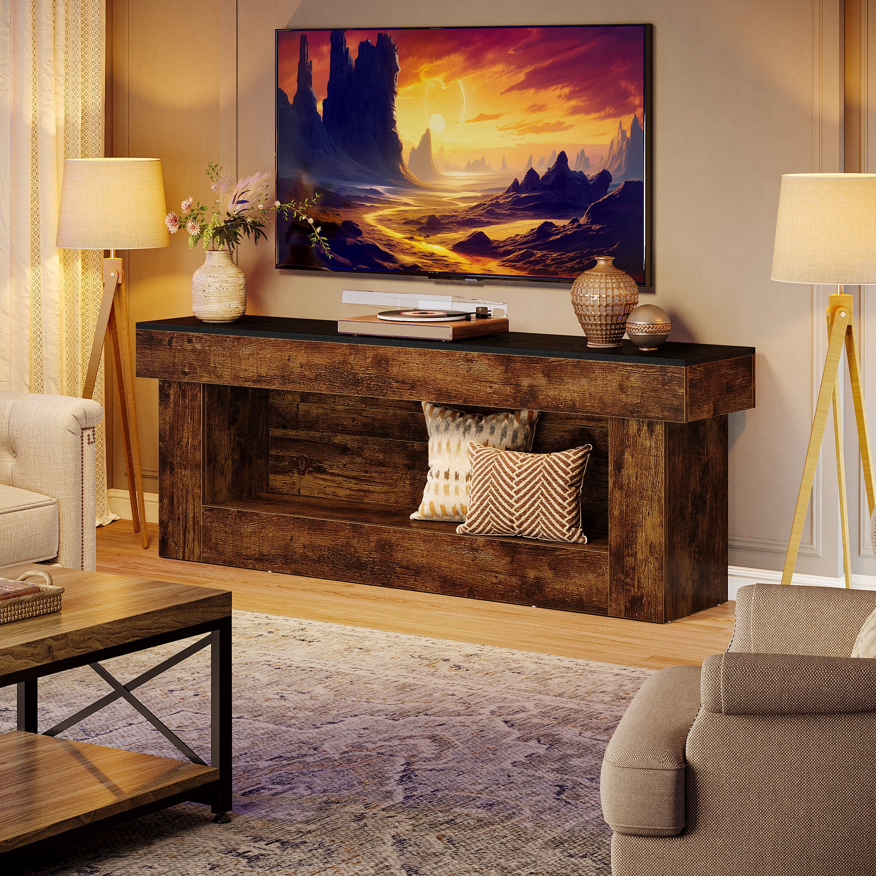 63" TV Stand, Media Console Entertainment Center for 60/65/70 Inches TVs - Image 3
