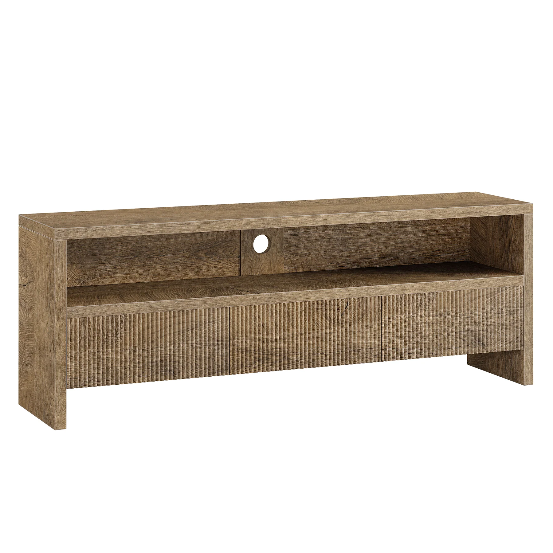 Tribesigns 63-Inch TV Stand with 3 Drawers and Open Shelves, Farmhouse Media Console for Living Room - Image 10