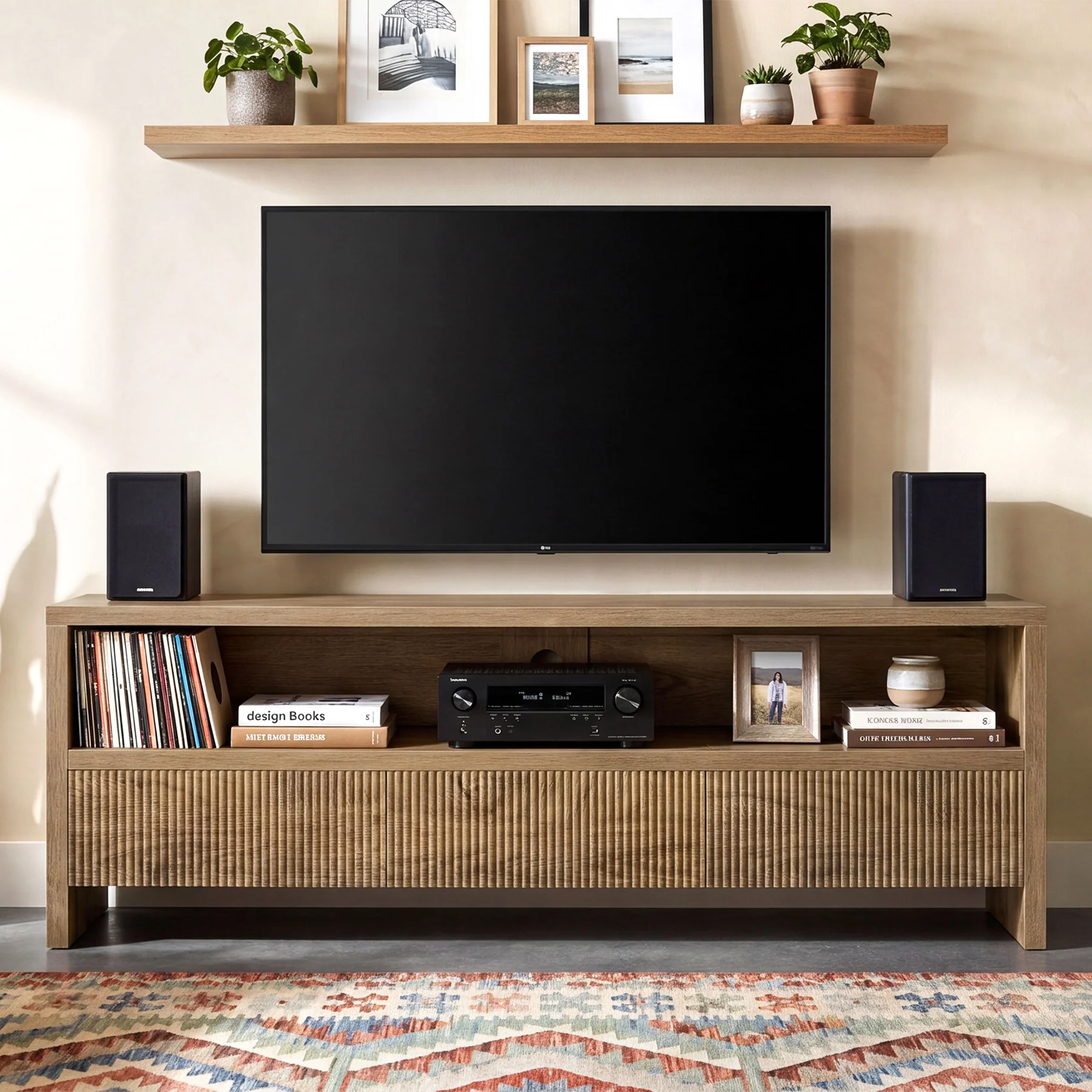 Tribesigns 63-Inch TV Stand with 3 Drawers and Open Shelves, Farmhouse Media Console for Living Room - Image 8