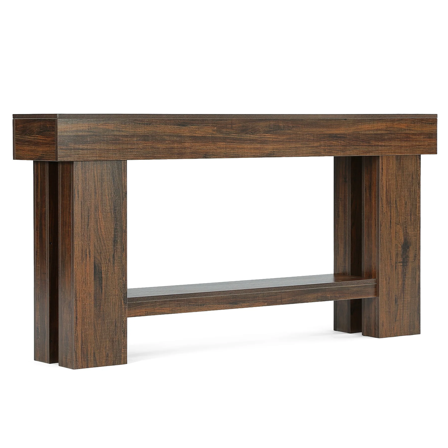 63" Industrial Console Table with Storage Shelf, 2-Tier Sofa Table for Behind Couch - Image 8