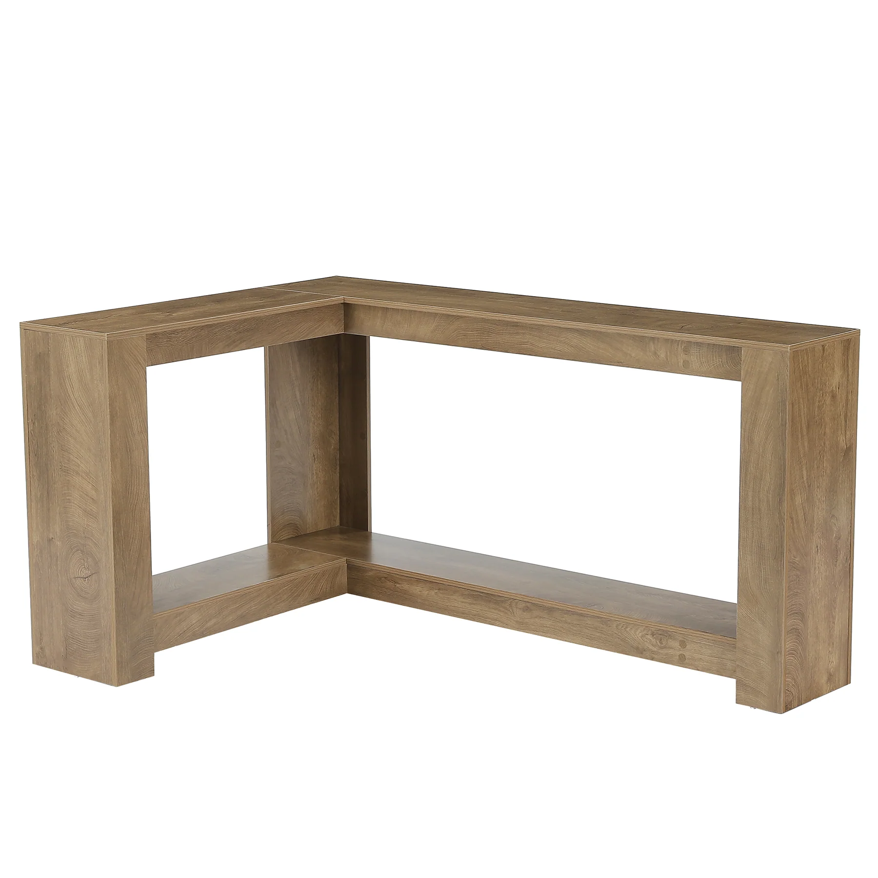 63" L-Shaped Sofa Table for Behind Couch, 2-Tier Storage Shelf for Living Room or Entryway Corner - Image 8