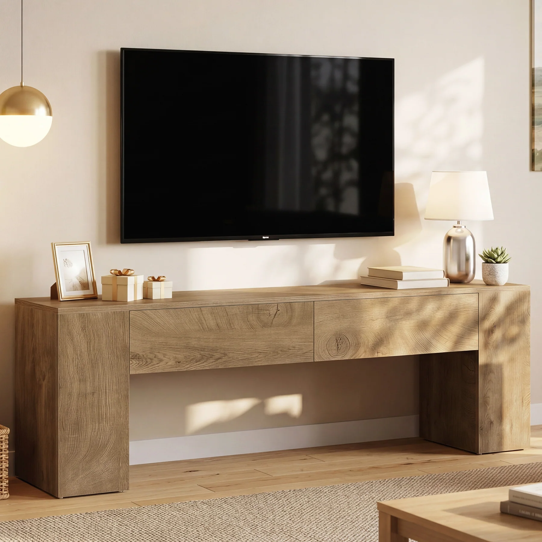 63" Modern TV Stand with Drawers, Entertainment Center for TVs up to 70 Inch