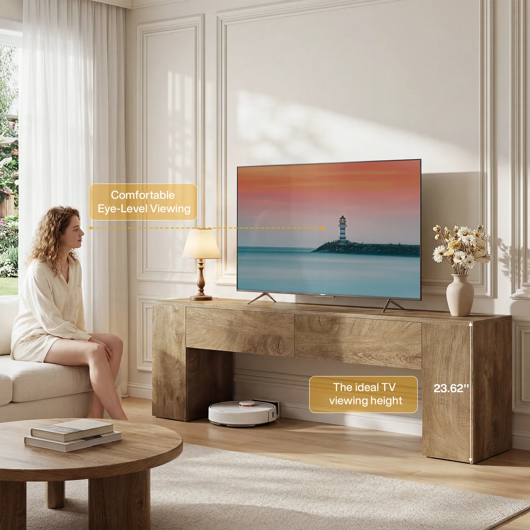 63" Modern TV Stand with Drawers, Entertainment Center for TVs up to 70 Inch - Image 3