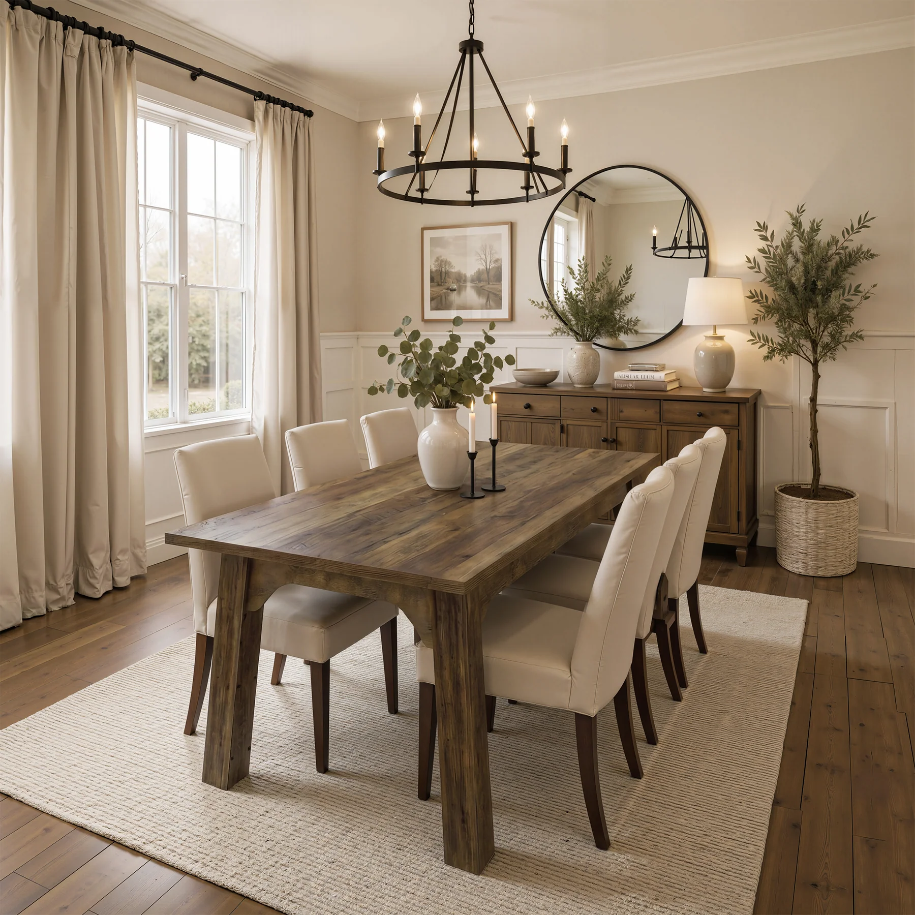 63" Rectangular Dining Table for 4-6, Modern Farmhouse Kitchen Table with Heavy-Duty Legs - Image 3