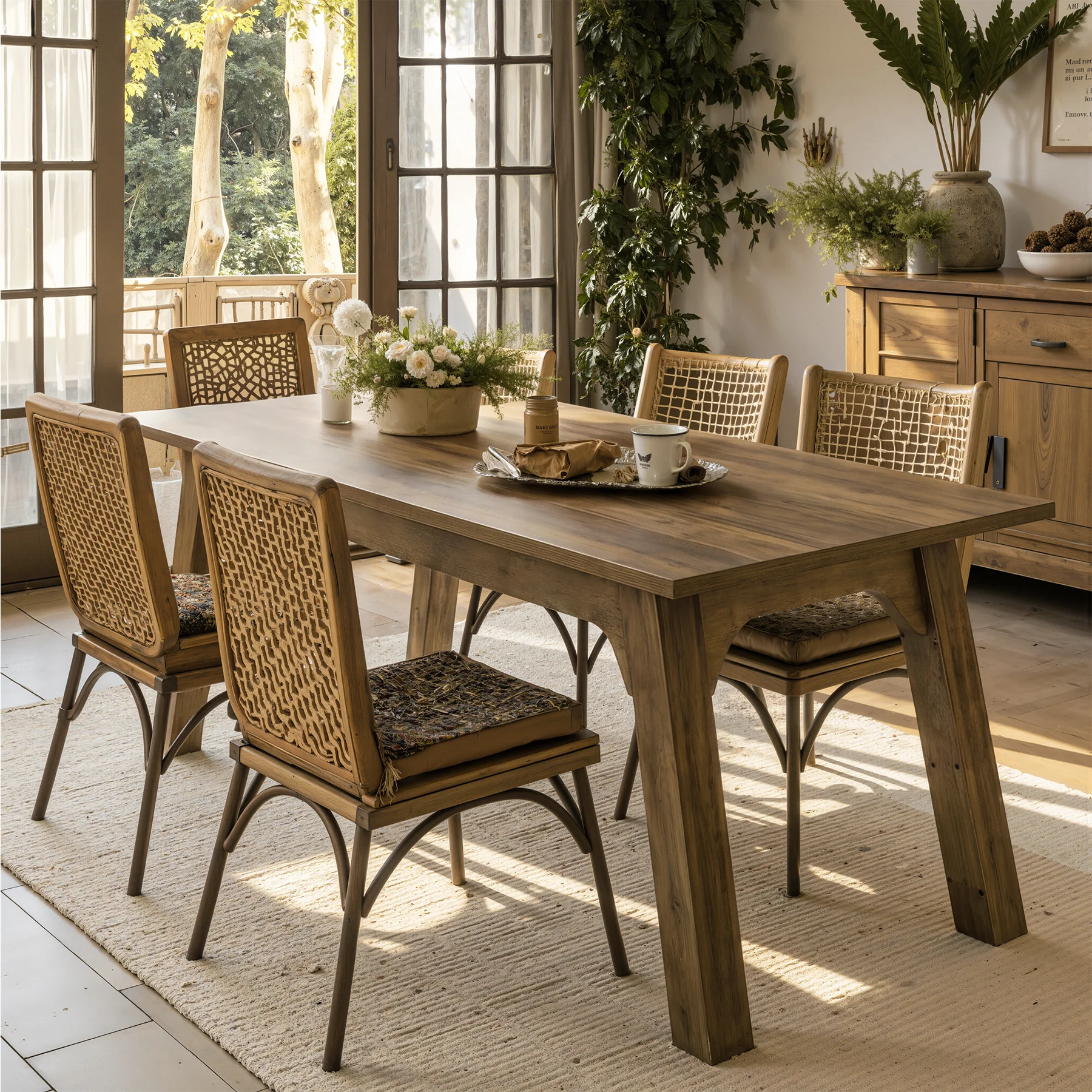 63" Rectangular Dining Table for 4-6, Modern Farmhouse Kitchen Table with Heavy-Duty Legs - Image 4