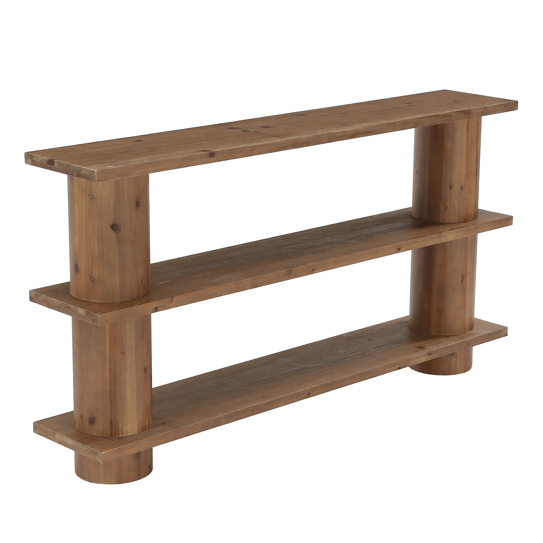 63" Solid Wood Console Table, 3-Tier Sofa Entryway Table with Cylindrical Legs - Image 8
