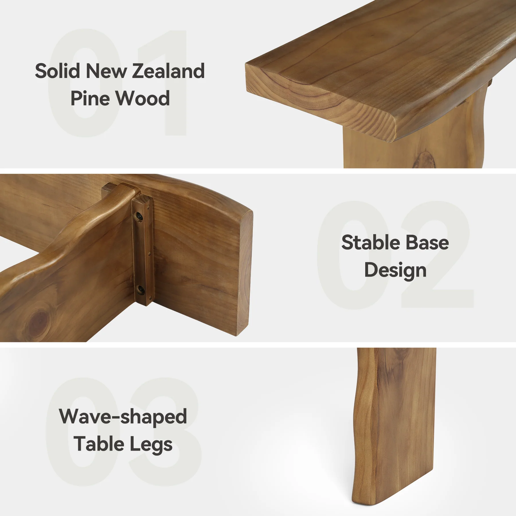63" Solid Wood Console Table, Farmhouse Narrow Sofa & Entryway Table for Behind Couch or Hallway - Image 7