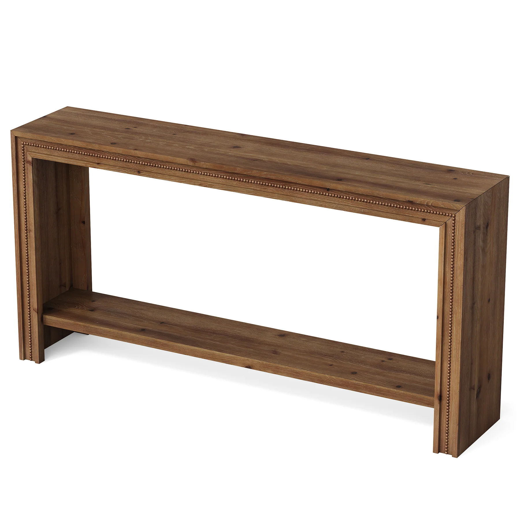 63" Solid Wood Console Table, Narrow Entryway Table with 2-Tier Storage Shelf - Image 9