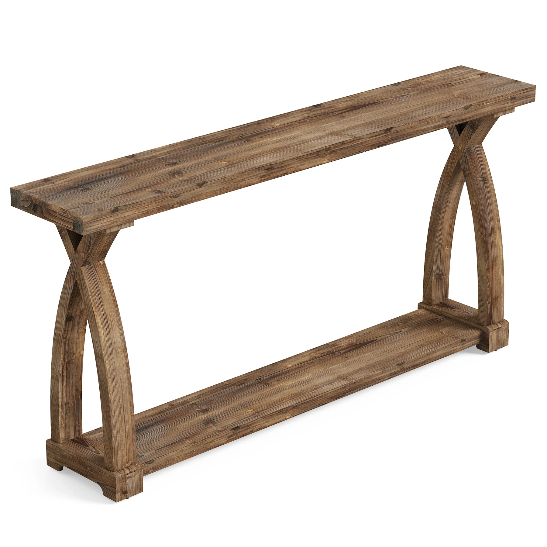 63" Solid Wood Console Table, Narrow Sofa Entryway Table with 2-Tier Storage - Image 15