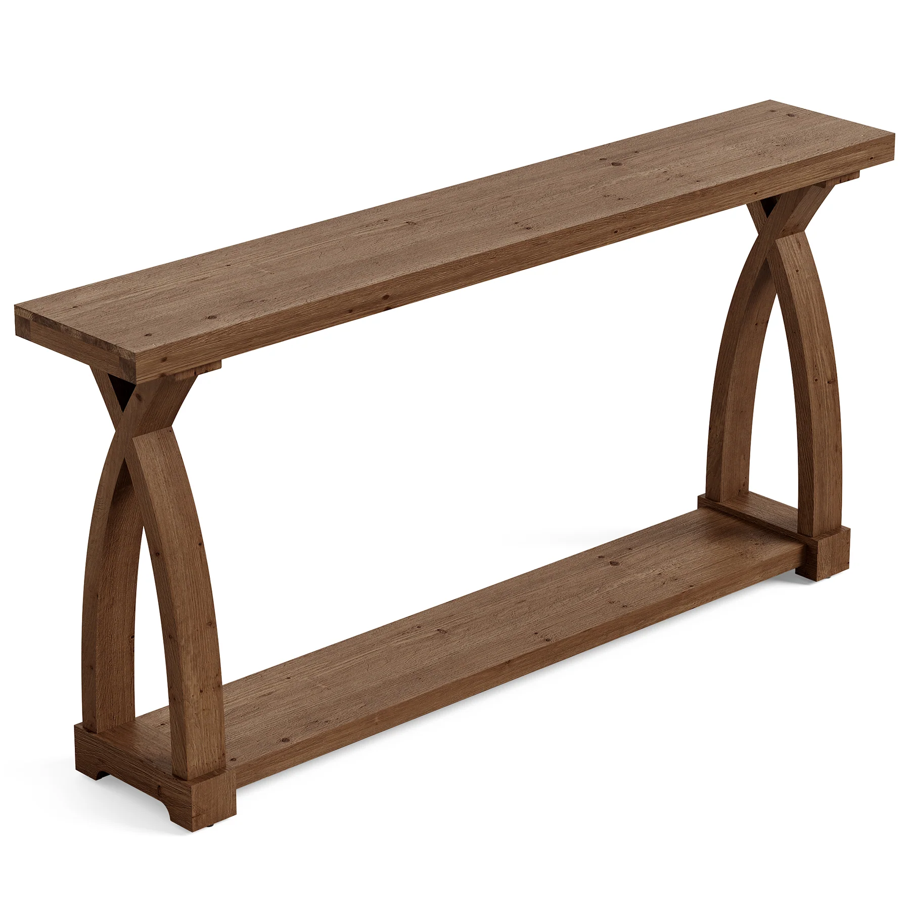 63" Solid Wood Console Table, Narrow Sofa Entryway Table with 2-Tier Storage - Image 9