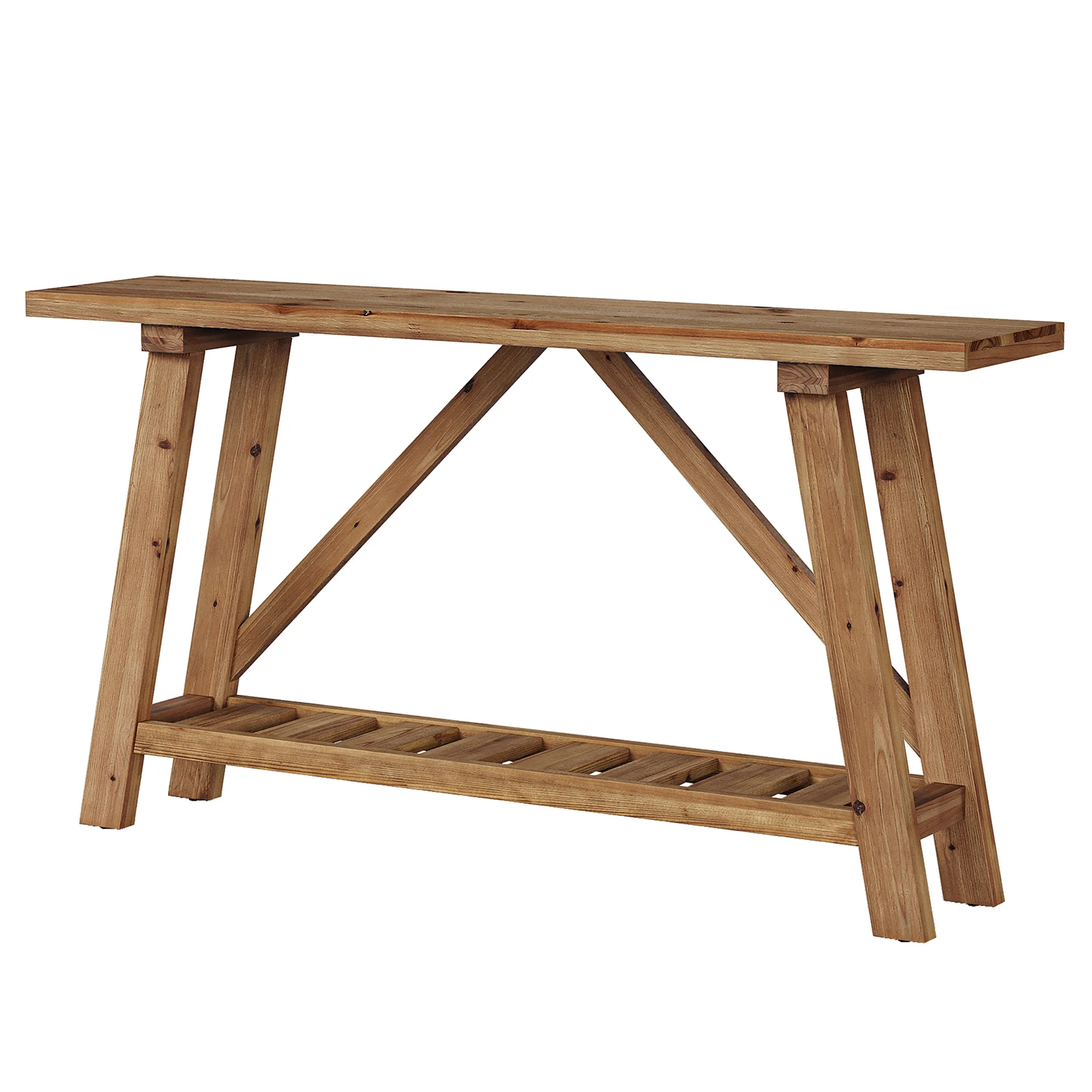 62.9" Solid Wood Console Table, Narrow Sofa Table with Storage Shelf for Entryway - Image 9