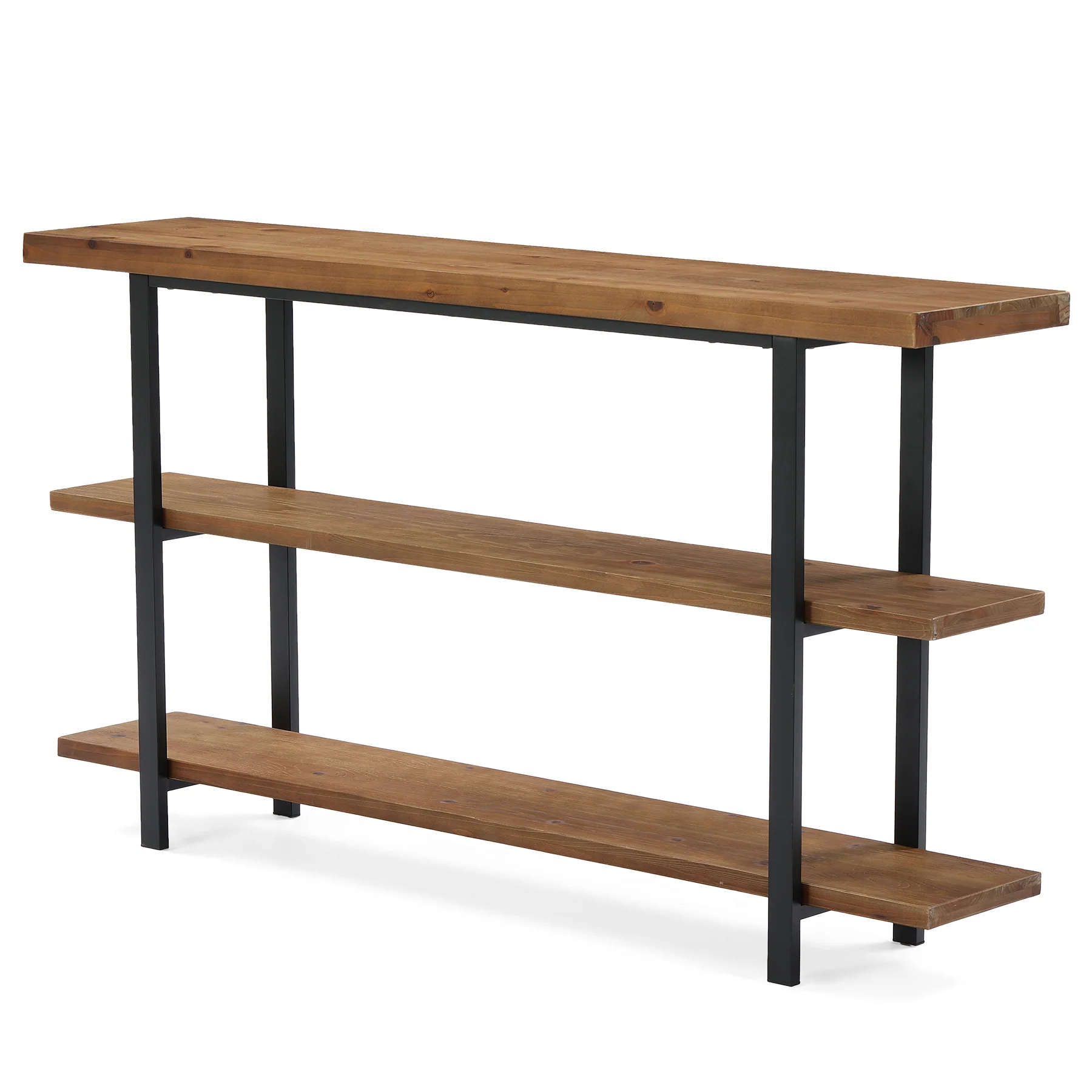 63" Solid Wood Console Table with 3-Tier Storage, Farmhouse Entryway Sofa Table with Metal Frame - Image 7