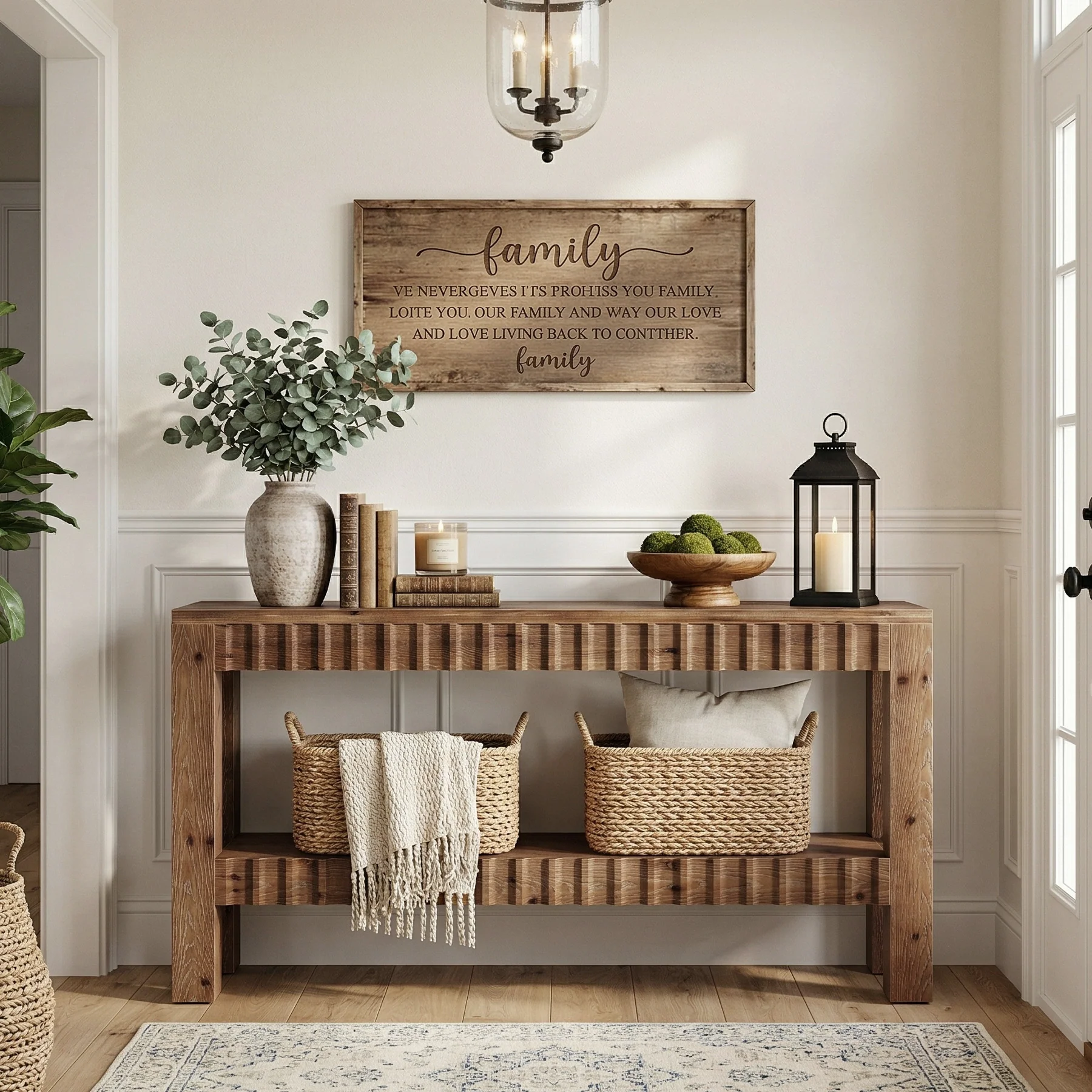 63" Solid Wood Console Table with Storage, Farmhouse Narrow Sofa & Entryway Table with 2-Tier Shelf - Image 4
