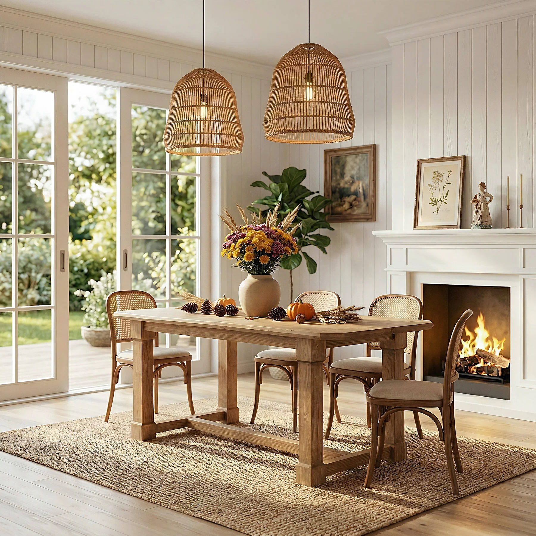 63" Solid Wood Dining Table for 4–6, Farmhouse Rectangular Kitchen Table with Heavy-Duty Legs & Crossbar Support - Image 3