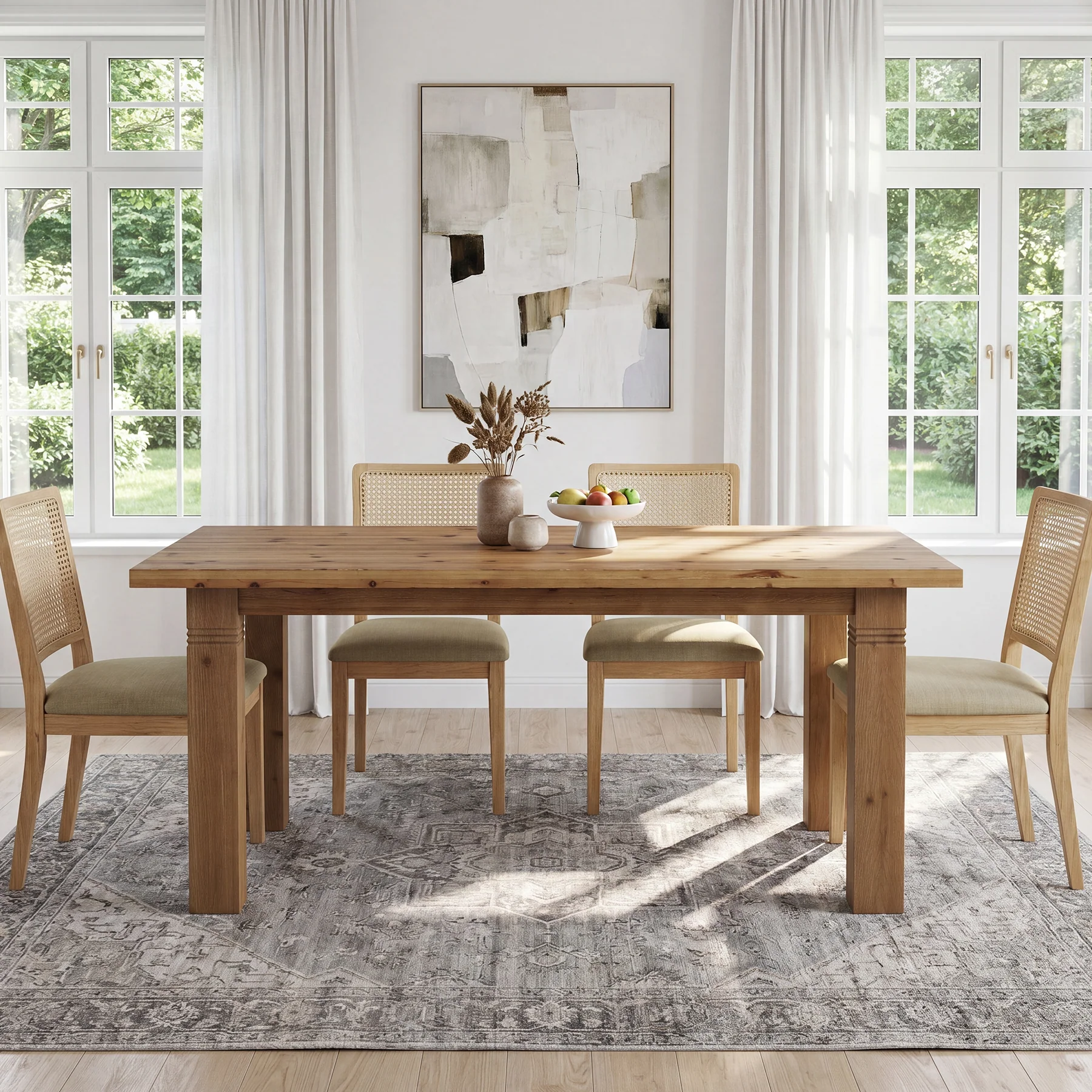 63" Solid Wood Dining Table for 4-6 People, Rectangular Kitchen Tables with Sturdy Legs - Image 5