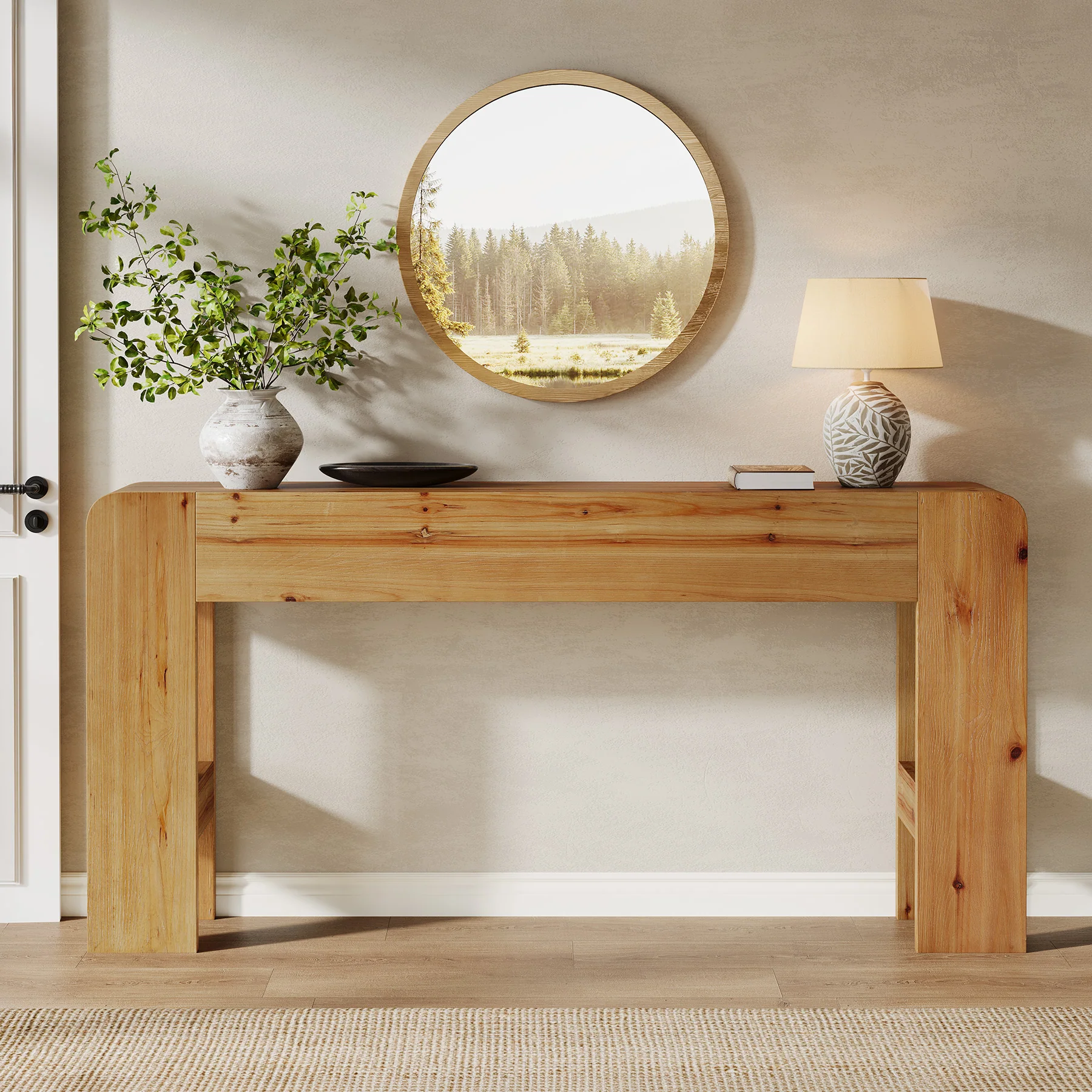 63" Solid Wood Farmhouse Console Table, Narrow Sofa Table for Entryway, Hallway, or Behind Couch - Image 3