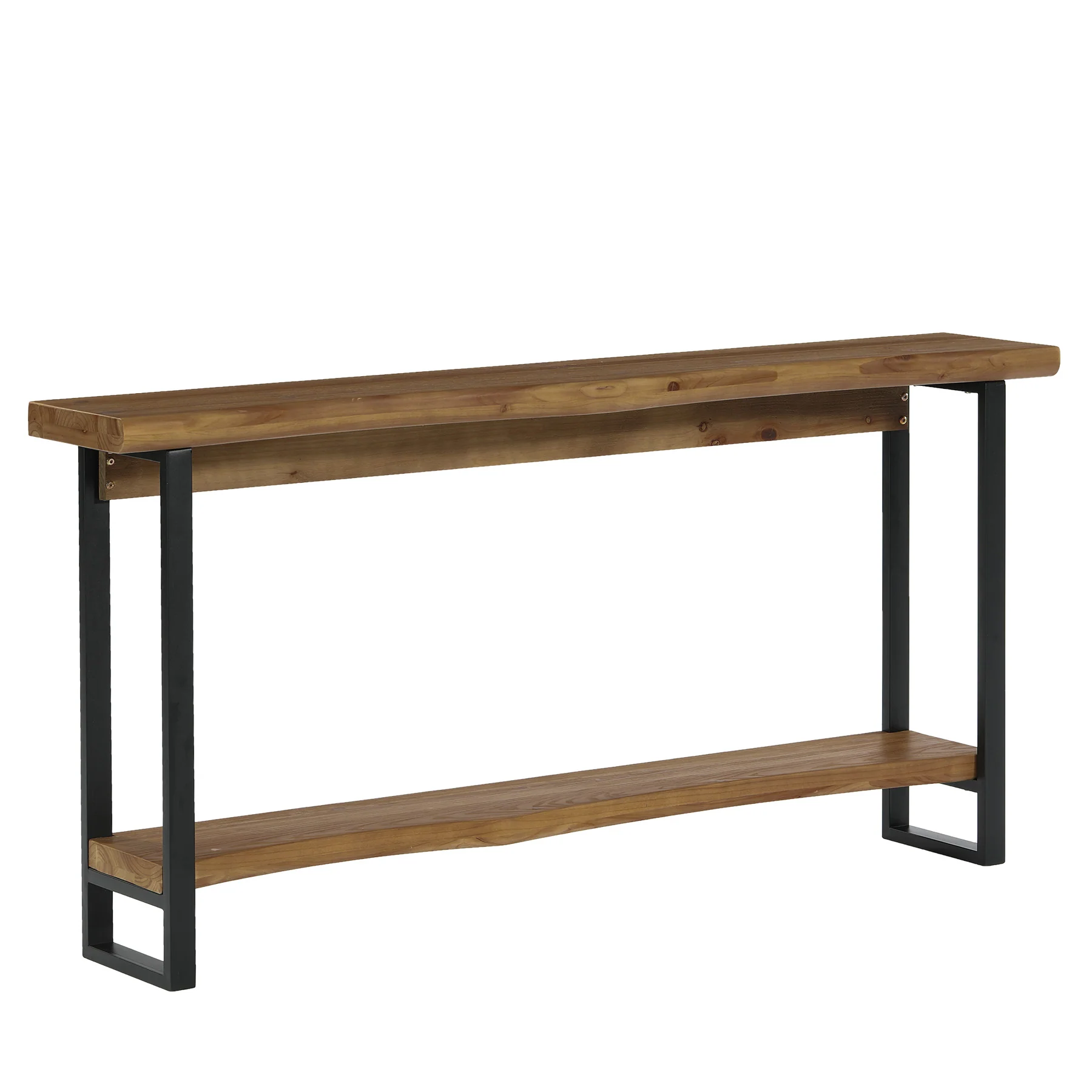 63" Solid Wood Live-Edge Console Table with Metal Legs – Narrow Farmhouse Sofa Table - Image 16