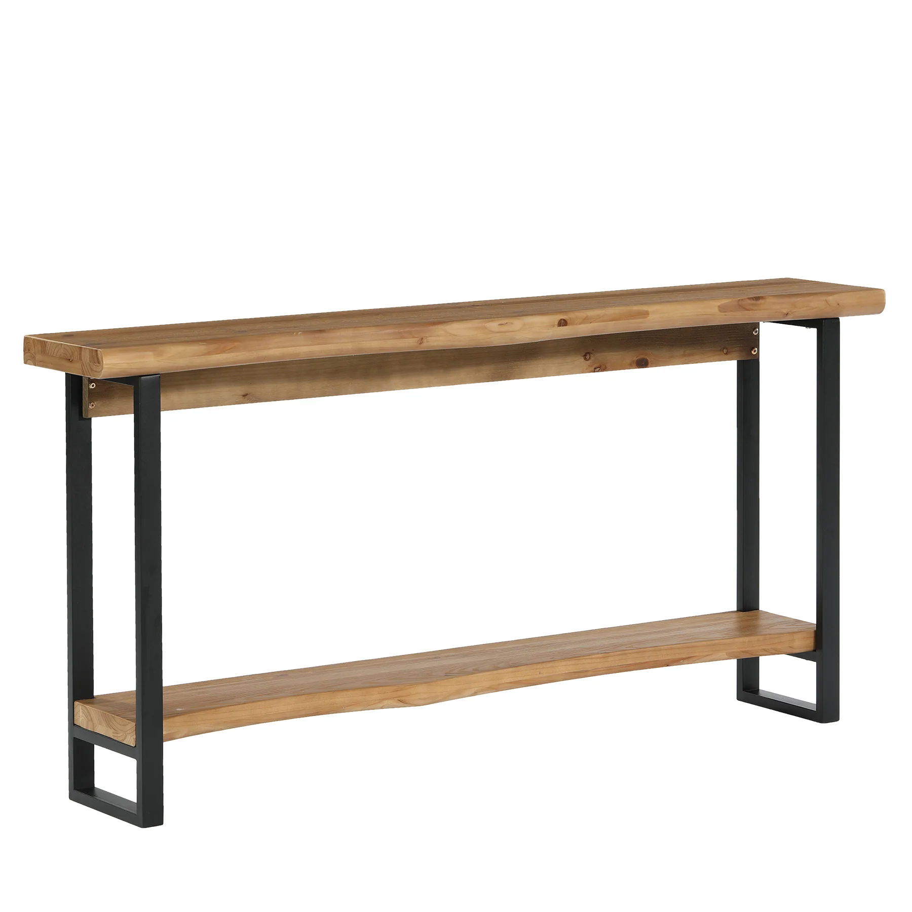 63" Solid Wood Live-Edge Console Table with Metal Legs – Narrow Farmhouse Sofa Table - Image 17