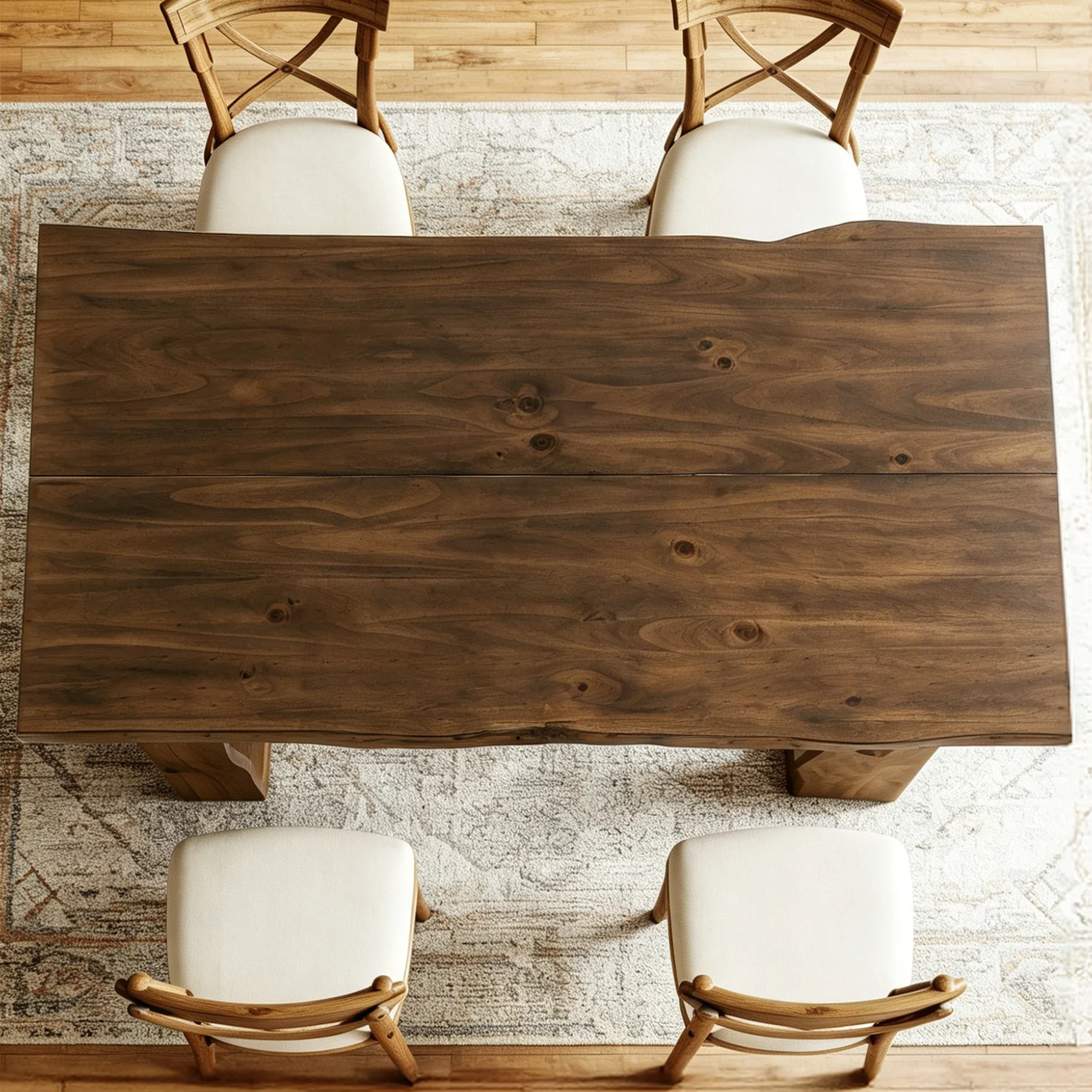 63" Solid Wood Live Edge Dining Table for 6, Rustic Modern Kitchen & Dining Room Table with Sculptural Legs - Image 14