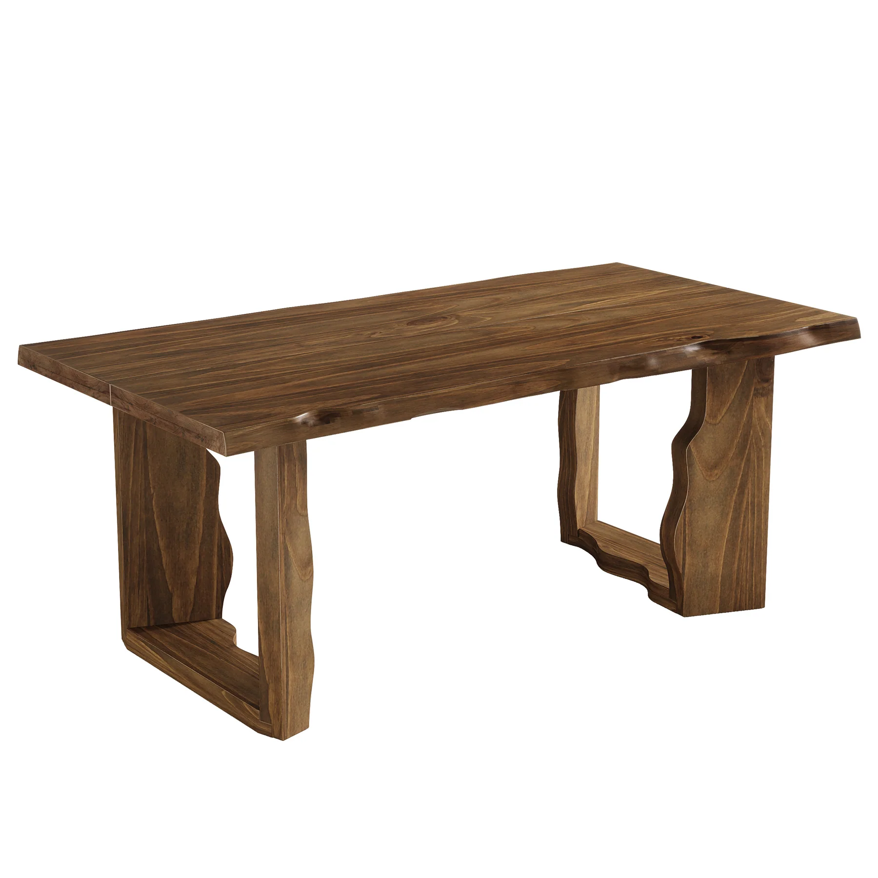 63" Solid Wood Live Edge Dining Table for 6, Rustic Modern Kitchen & Dining Room Table with Sculptural Legs - Image 16