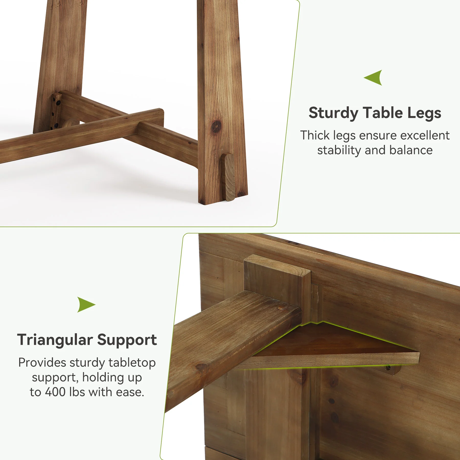 63" Solid Wood Office Desk, Farmhouse Executive Computer Desk with Large Work Surface - Image 7