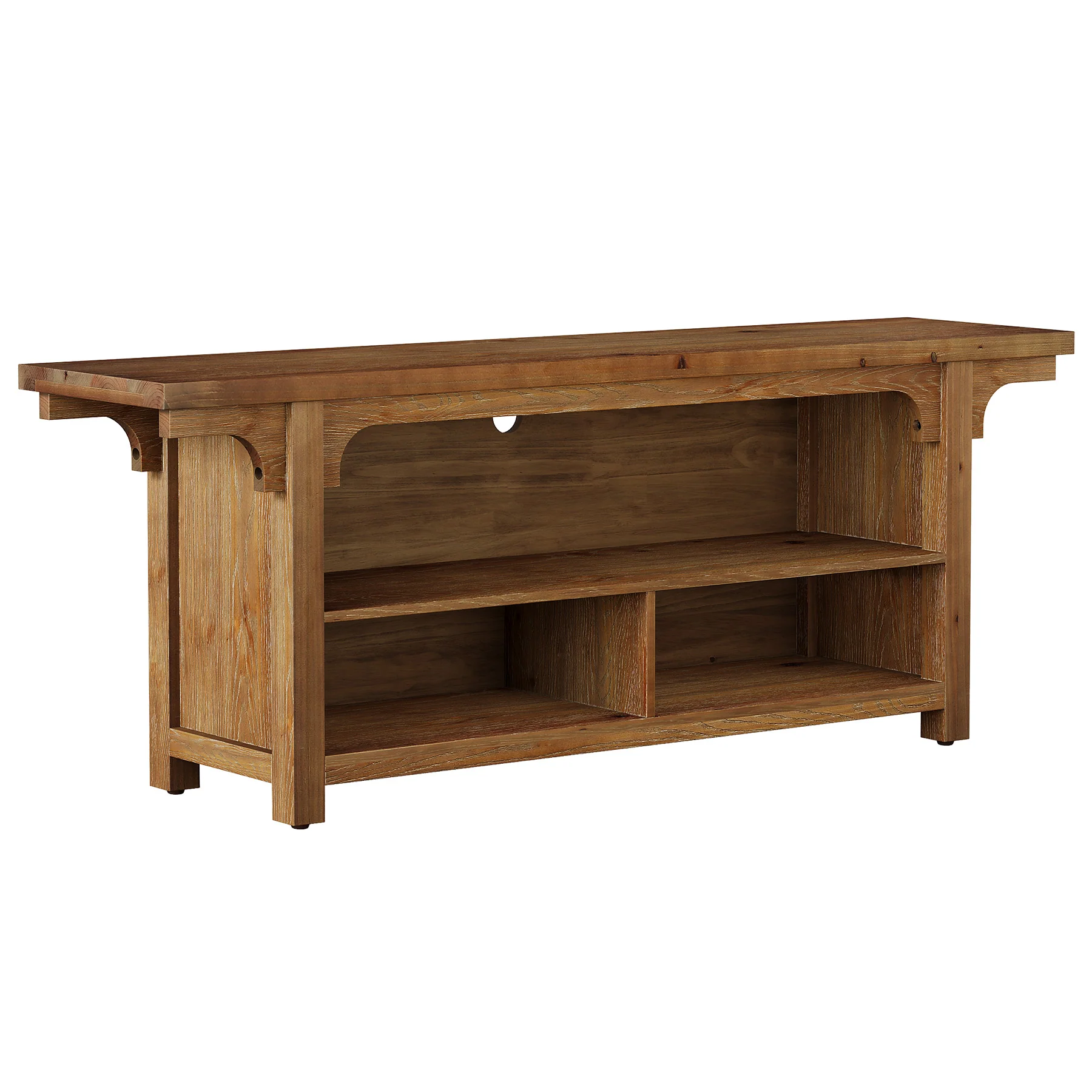 63" Solid Wood TV Stand for 55/65/70"TVs, Farmhouse Entertainment Center with 3 Storage - Image 9