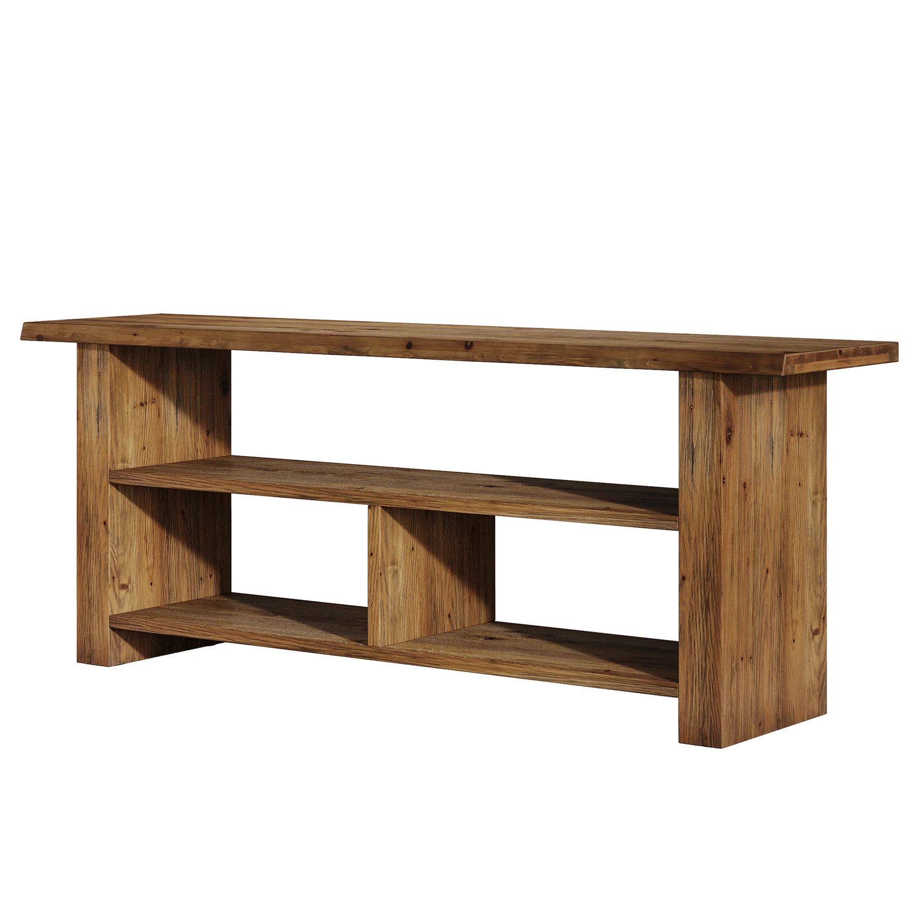 63" Solid Wood TV Stand for Up to 75 Inch TVs, Farmhouse Media Console with Open Storage Shelves - Image 8