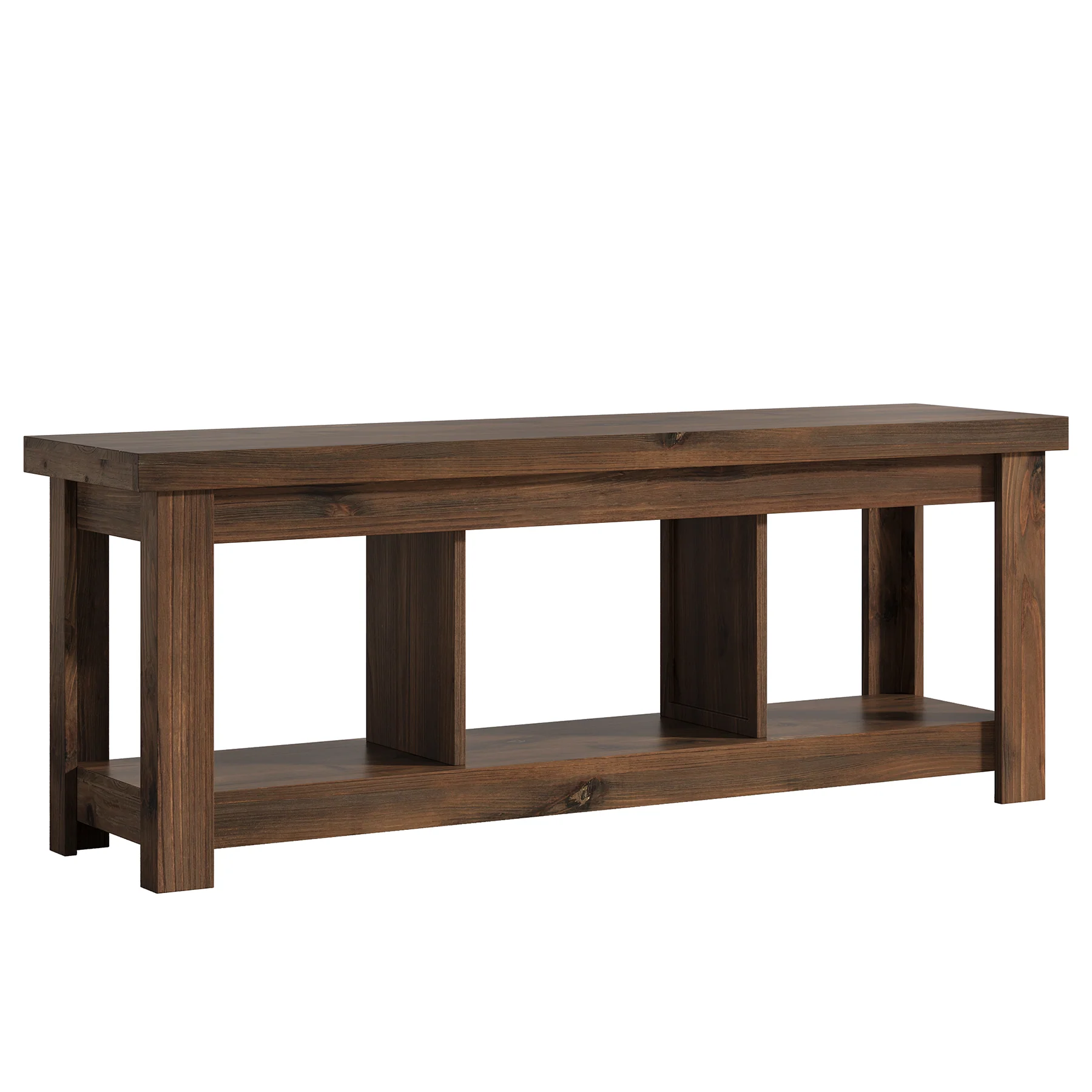 Solid Wood Console Table, 63" Sofa Entryway Table With 3 Open Shelves - Image 11