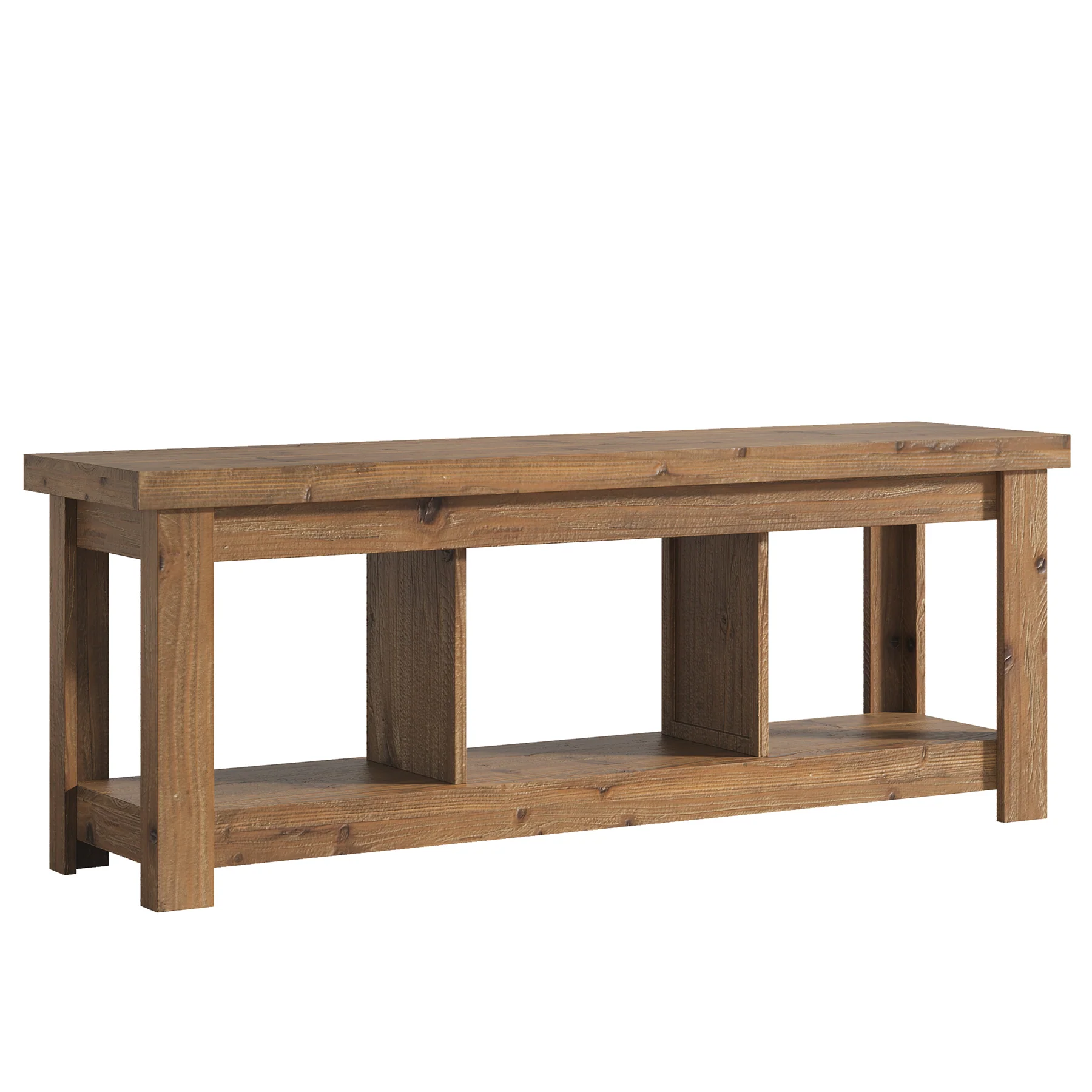 Solid Wood Console Table, 63" Sofa Entryway Table With 3 Open Shelves - Image 12