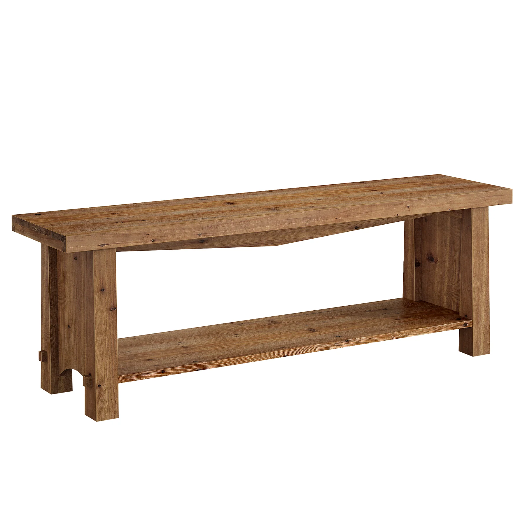 63" Solid Wood TV Stand, Farmhouse Entertainment Center for 55/65/75-Inch TV with Storage Shelves - Image 9