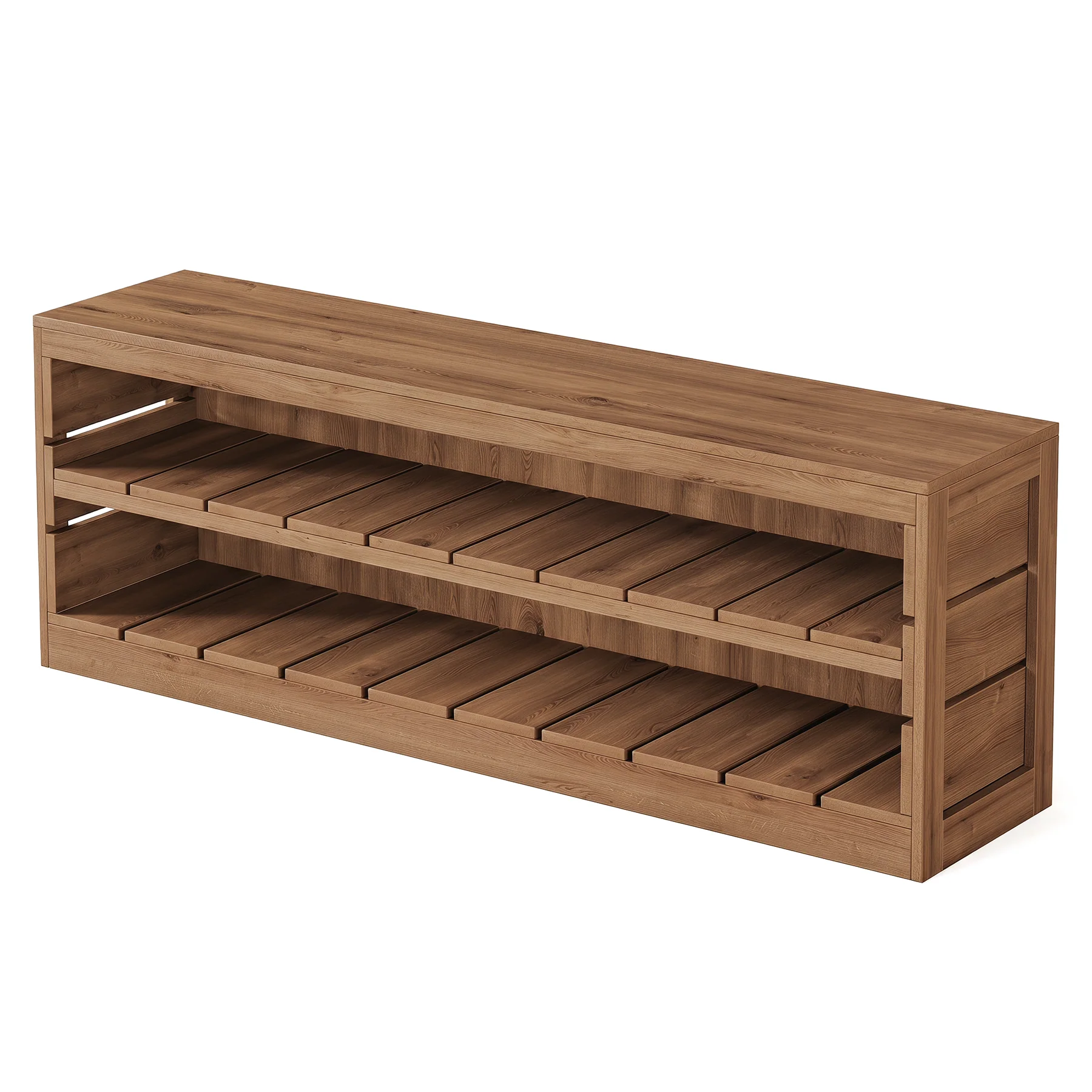63" Solid Wood Console Table, Rustic 3-Tier Entryway Sofa Table for Hallway - Image 8