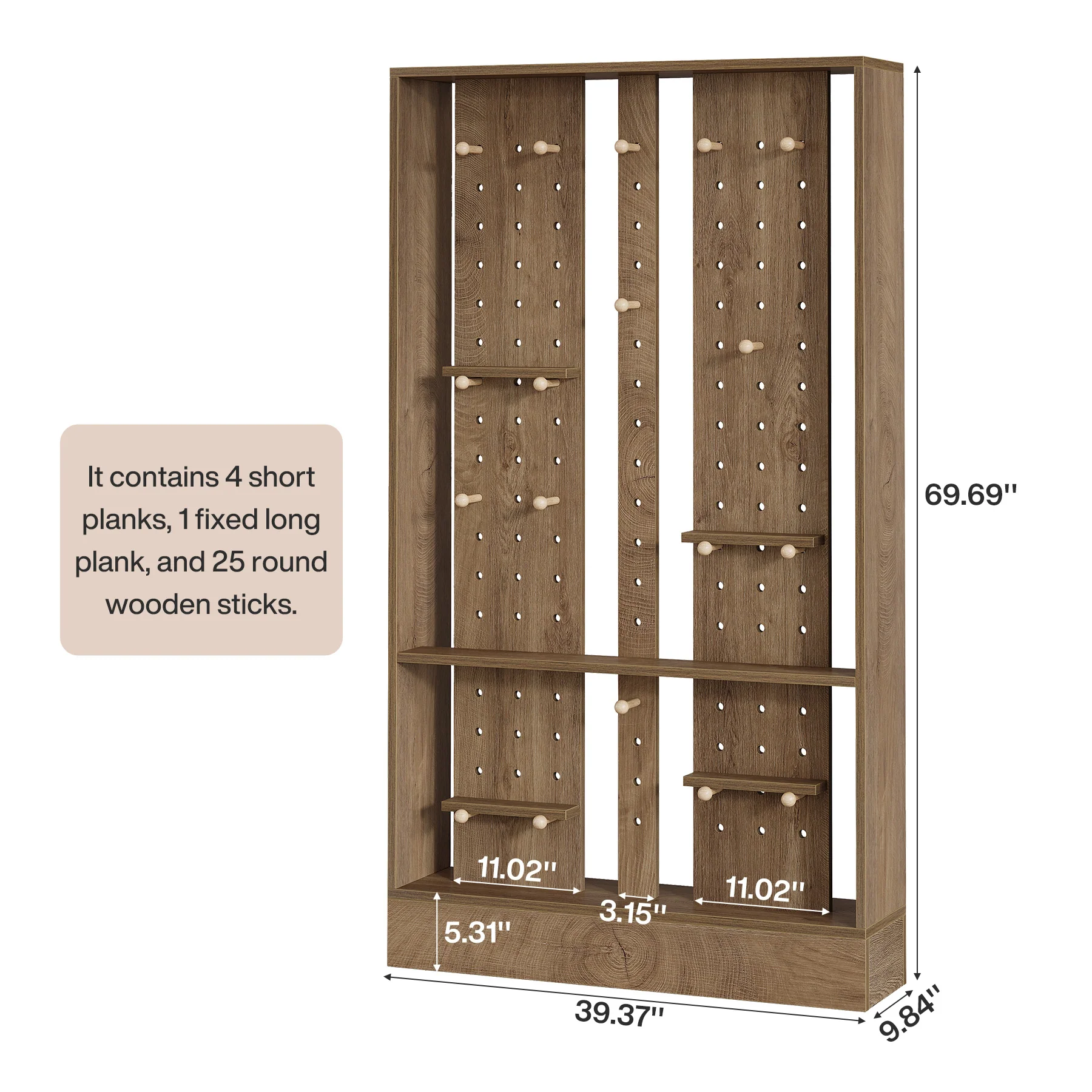 69.7" Wall Room Divider, Freestanding Privacy Screen with Removable Boards and 25 pcs Sticks - Image 2