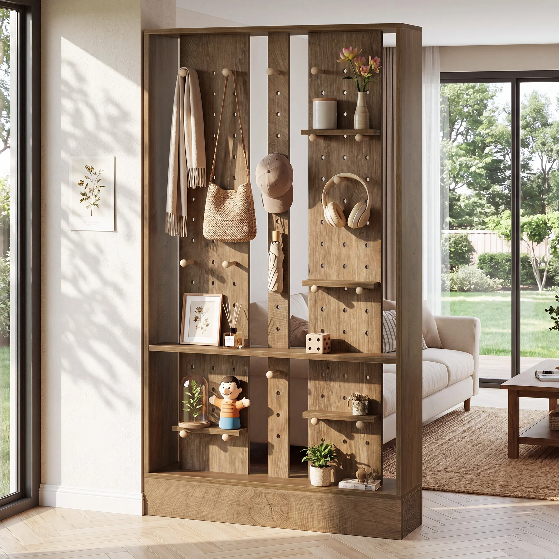 69.7" Wall Room Divider, Freestanding Privacy Screen with Removable Boards and 25 pcs Sticks - Image 3