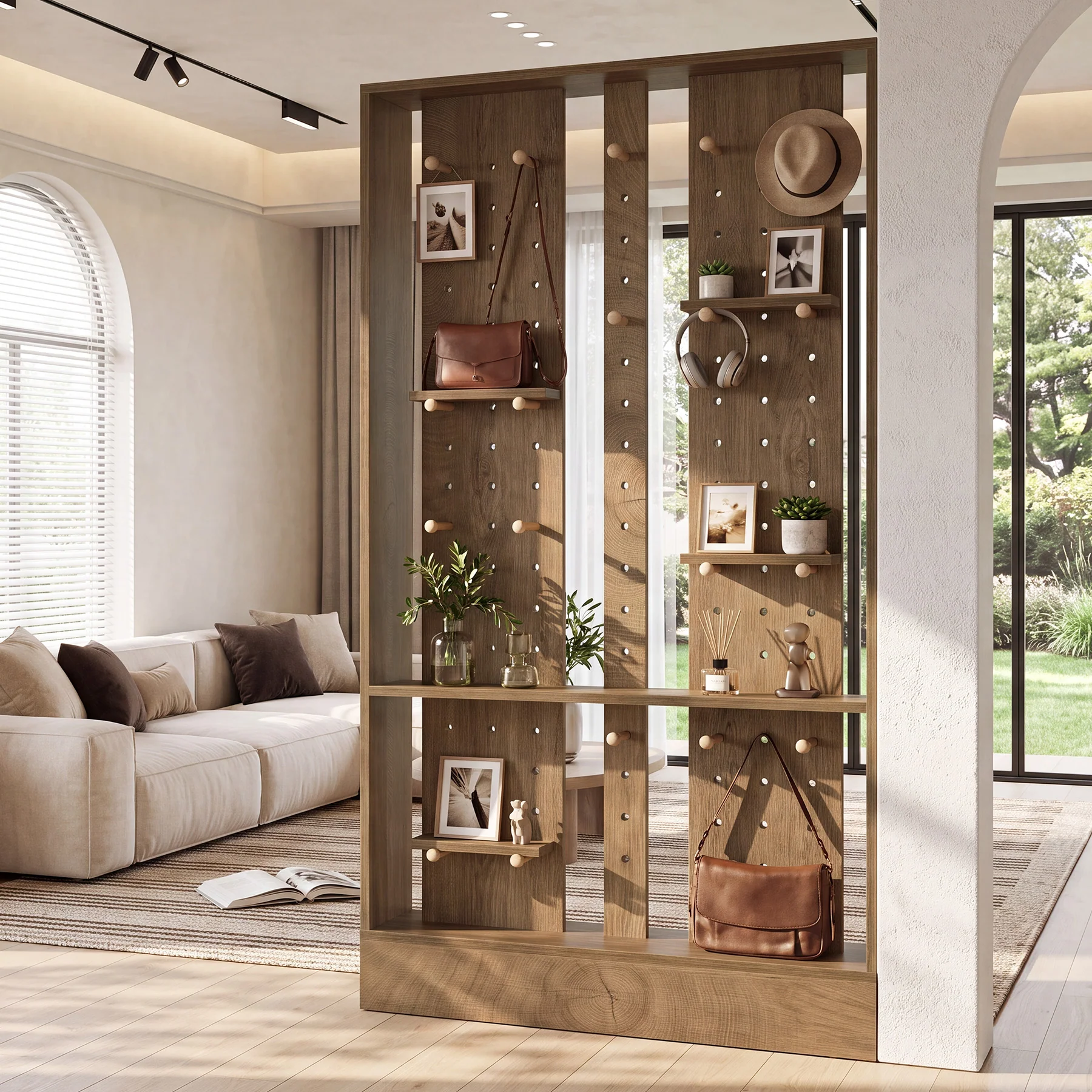 69.7" Wall Room Divider, Freestanding Privacy Screen with Removable Boards and 25 pcs Sticks - Image 5
