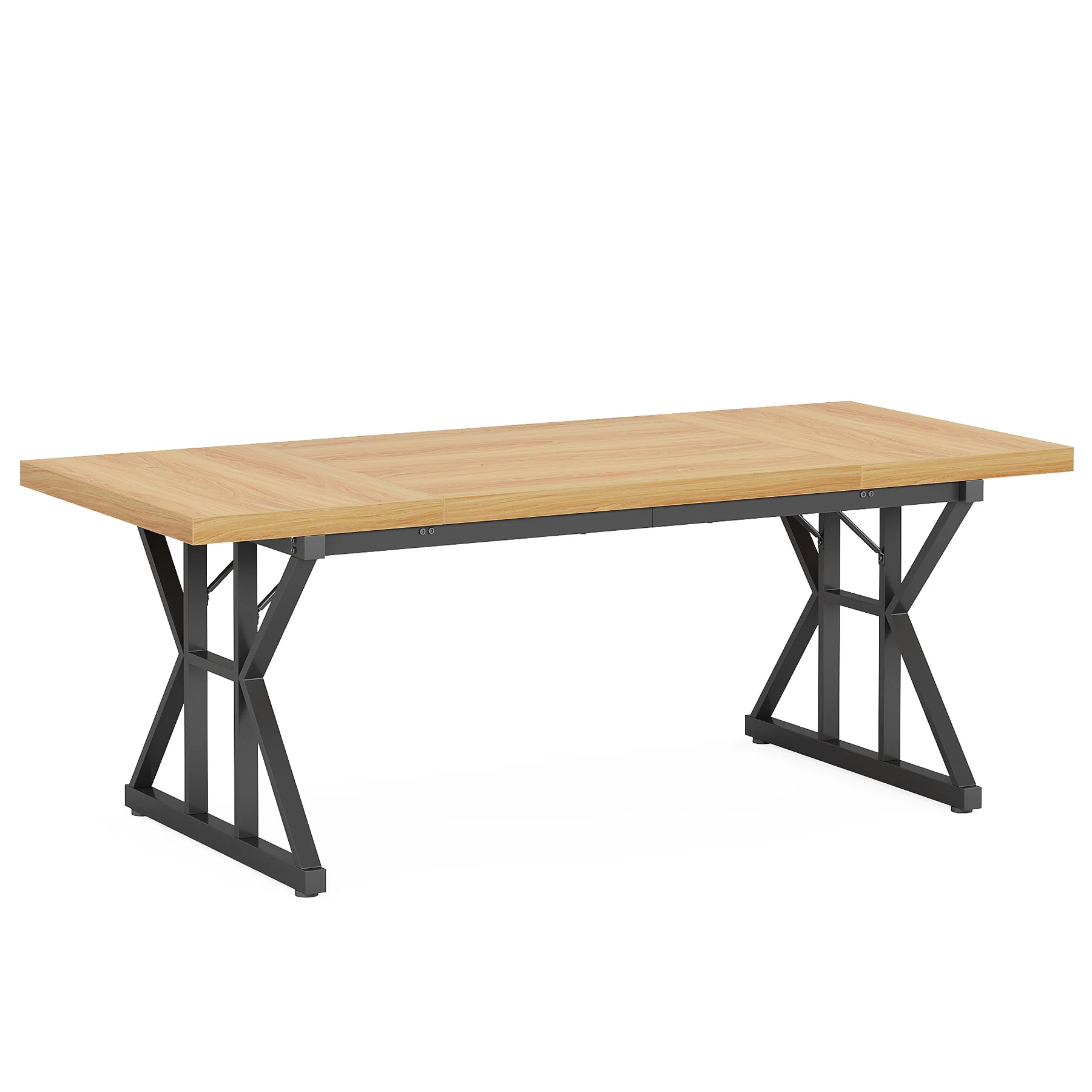 70.8" Farmhouse Dining Table for 6, Rectangular Wood Kitchen Table with Metal Legs - Image 11