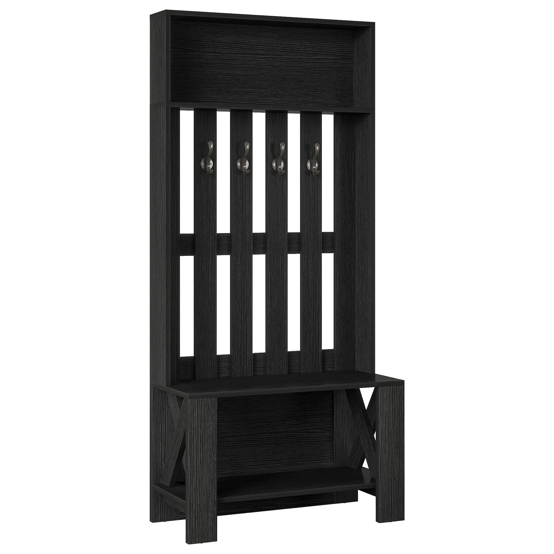 70.8" Freestanding Hall Tree with Shoe Bench and Hooks - Image 12