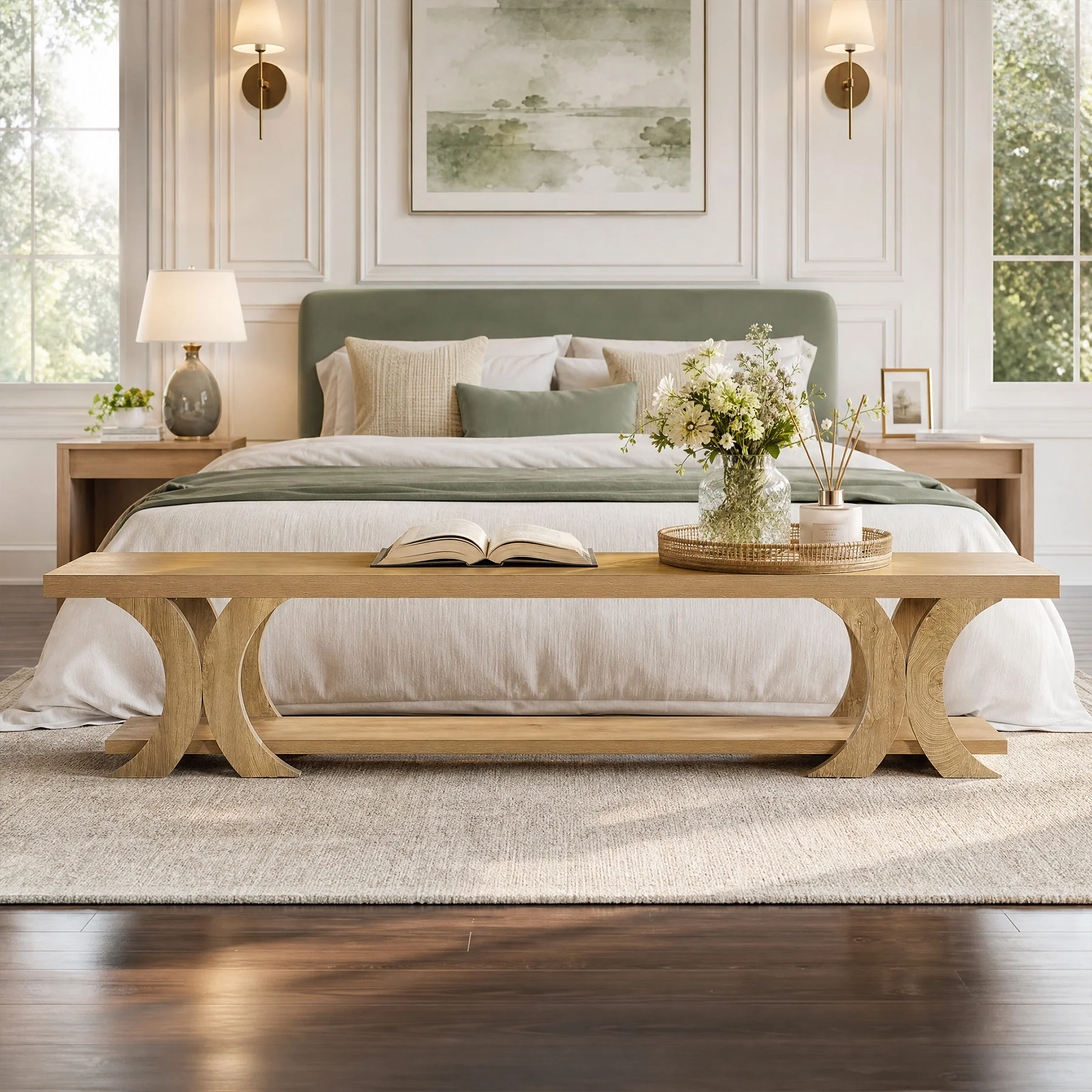 70.8" Long Entryway Bench, Farmhouse Seating End of Bed Bench with Shoe Storage - Image 5