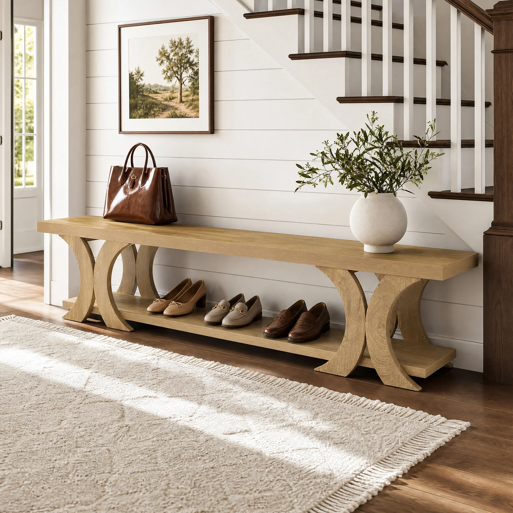 70.8" Long Entryway Bench, Farmhouse Seating End of Bed Bench with Shoe Storage - Image 6