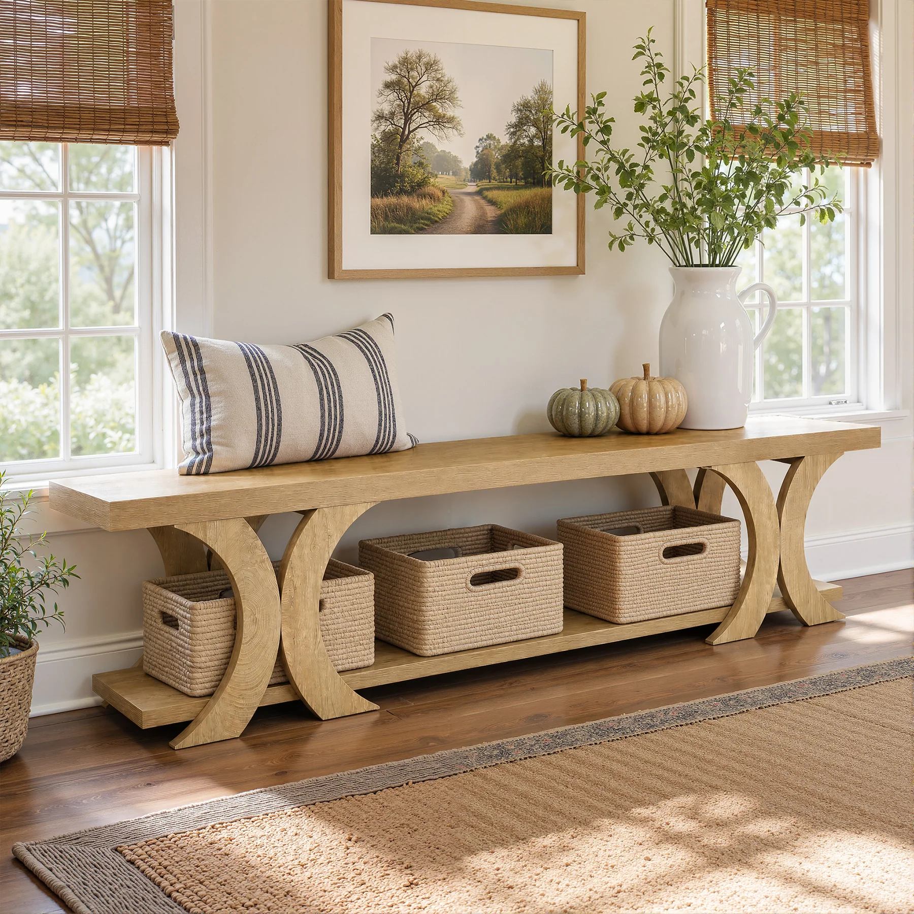 70.8" Long Entryway Bench, Farmhouse Seating End of Bed Bench with Shoe Storage - Image 7