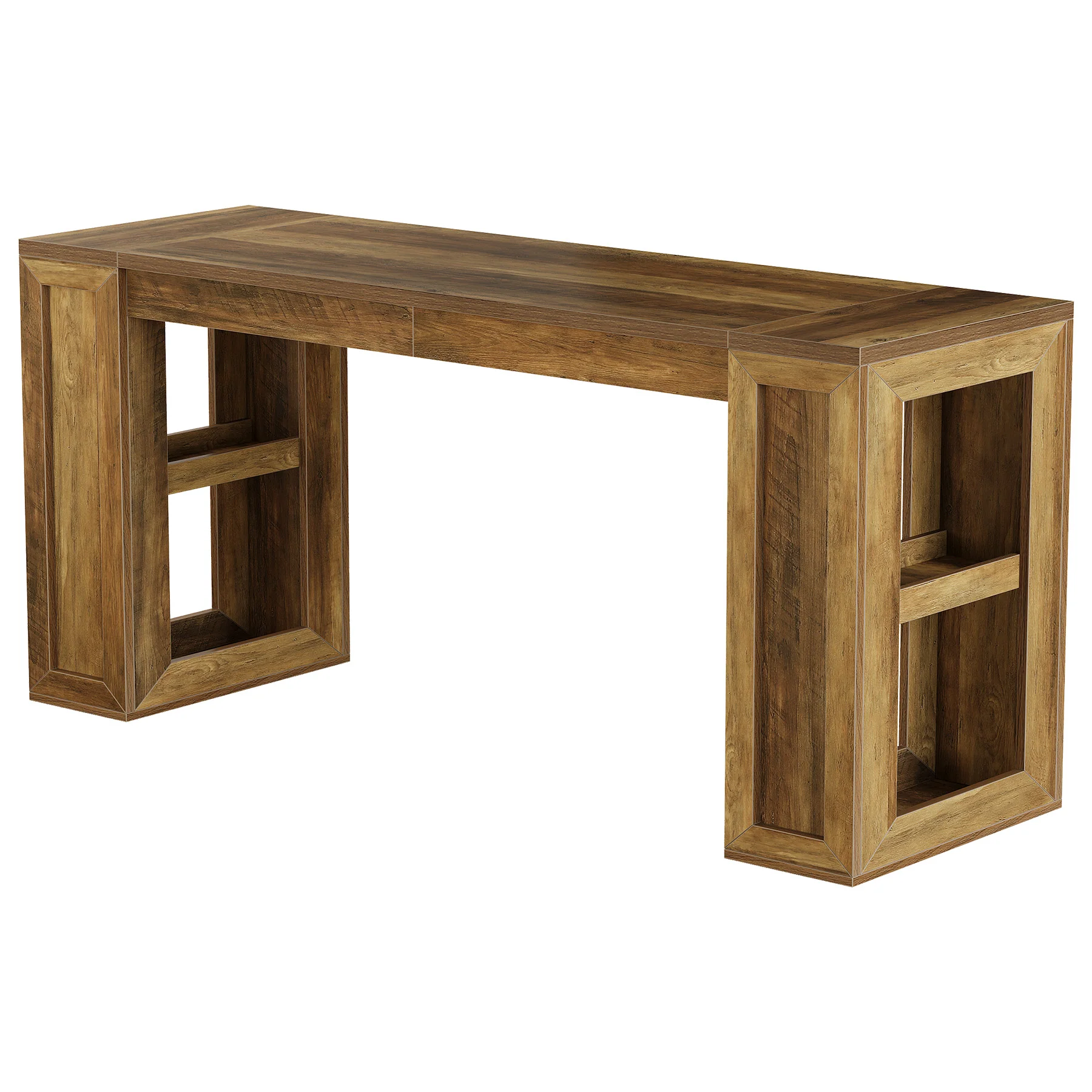 70.87" Farmhouse Bar Table, Rectangular High Top Pub Tables with Open Storage Shelves for Kitchen - Image 7