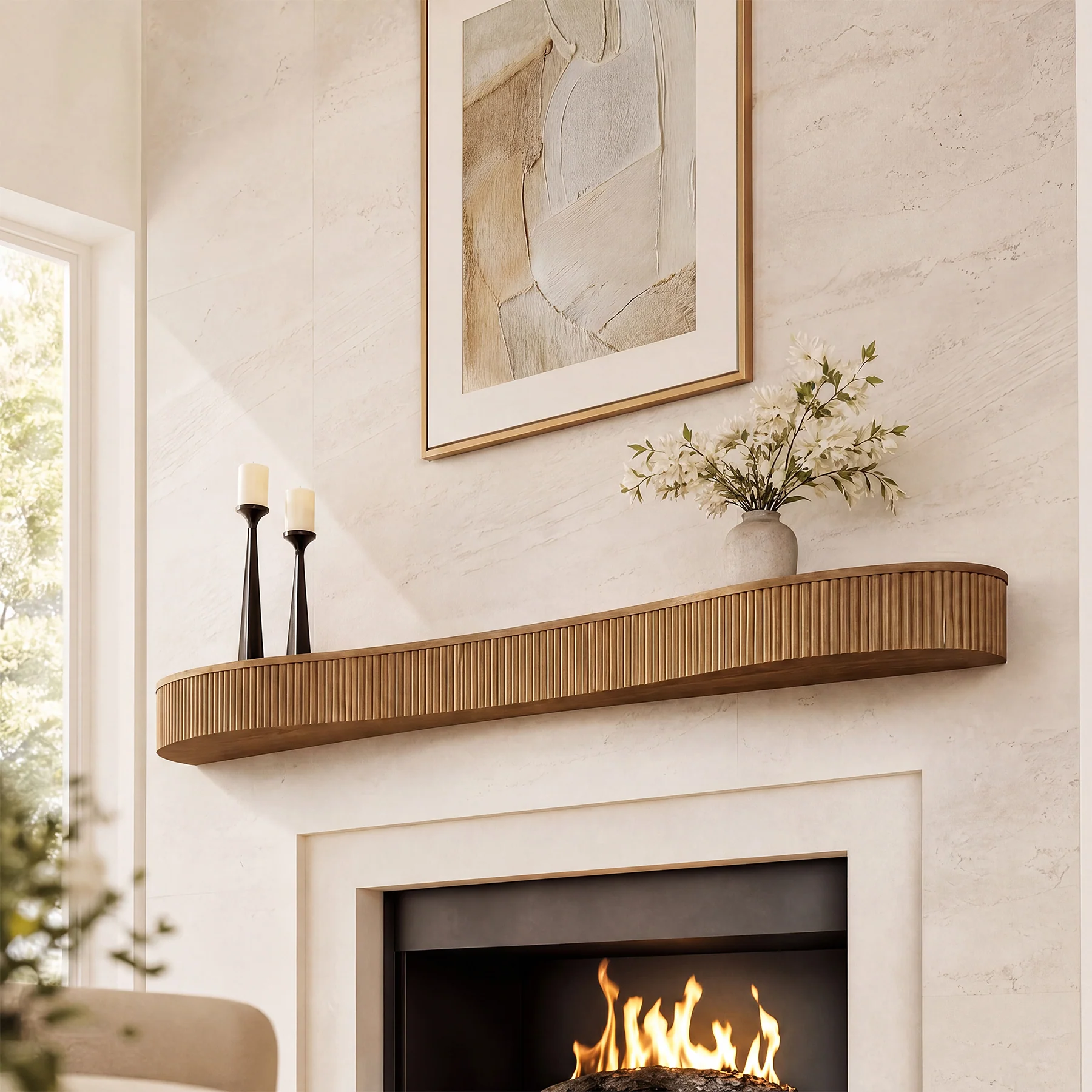 70.87" Wood Fireplace Mantel Shelf, Floating Display Shelf for Living Room - Image 4