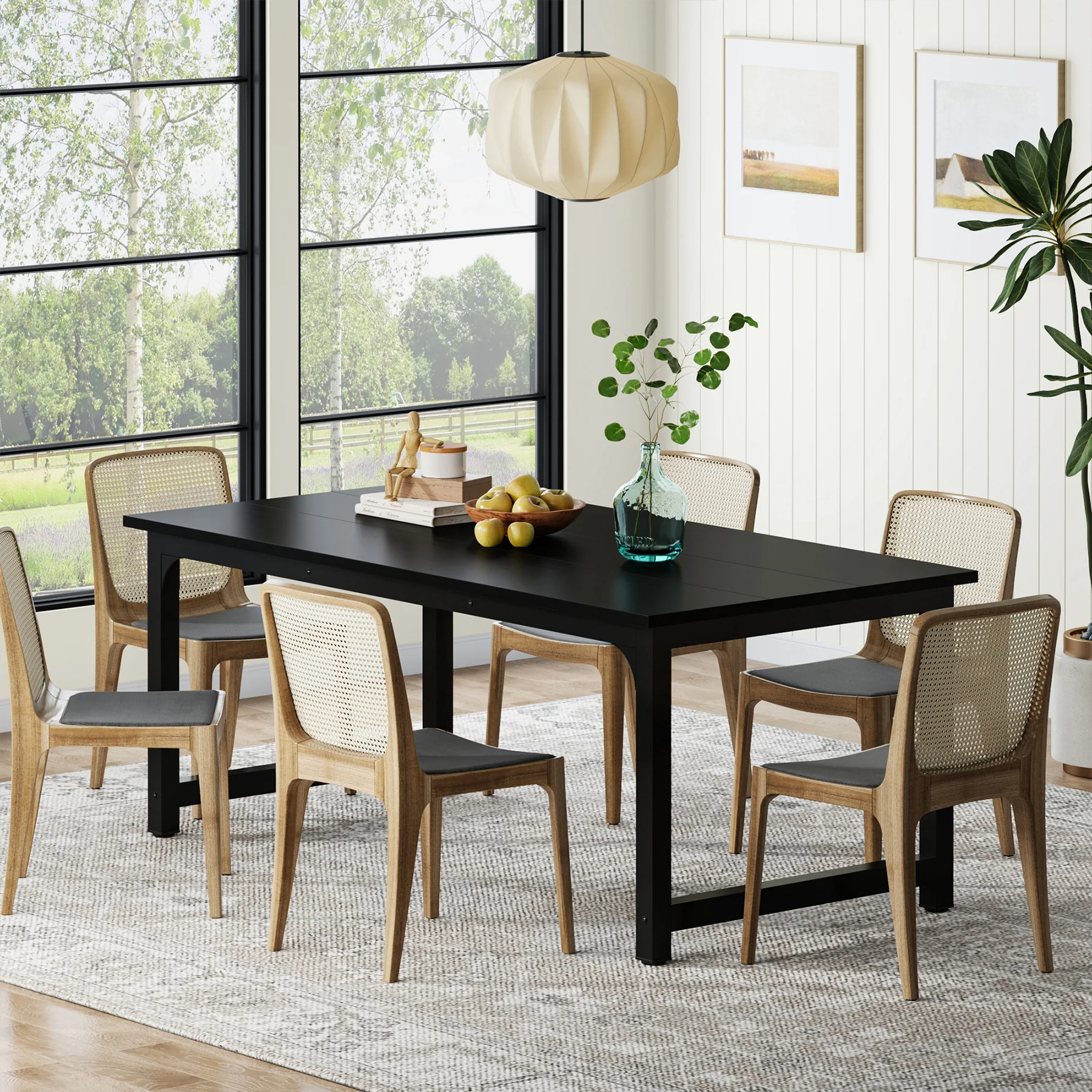 63" Rectangular Dining Table for 6–8 People, Industrial Wood Kitchen Table - Image 19