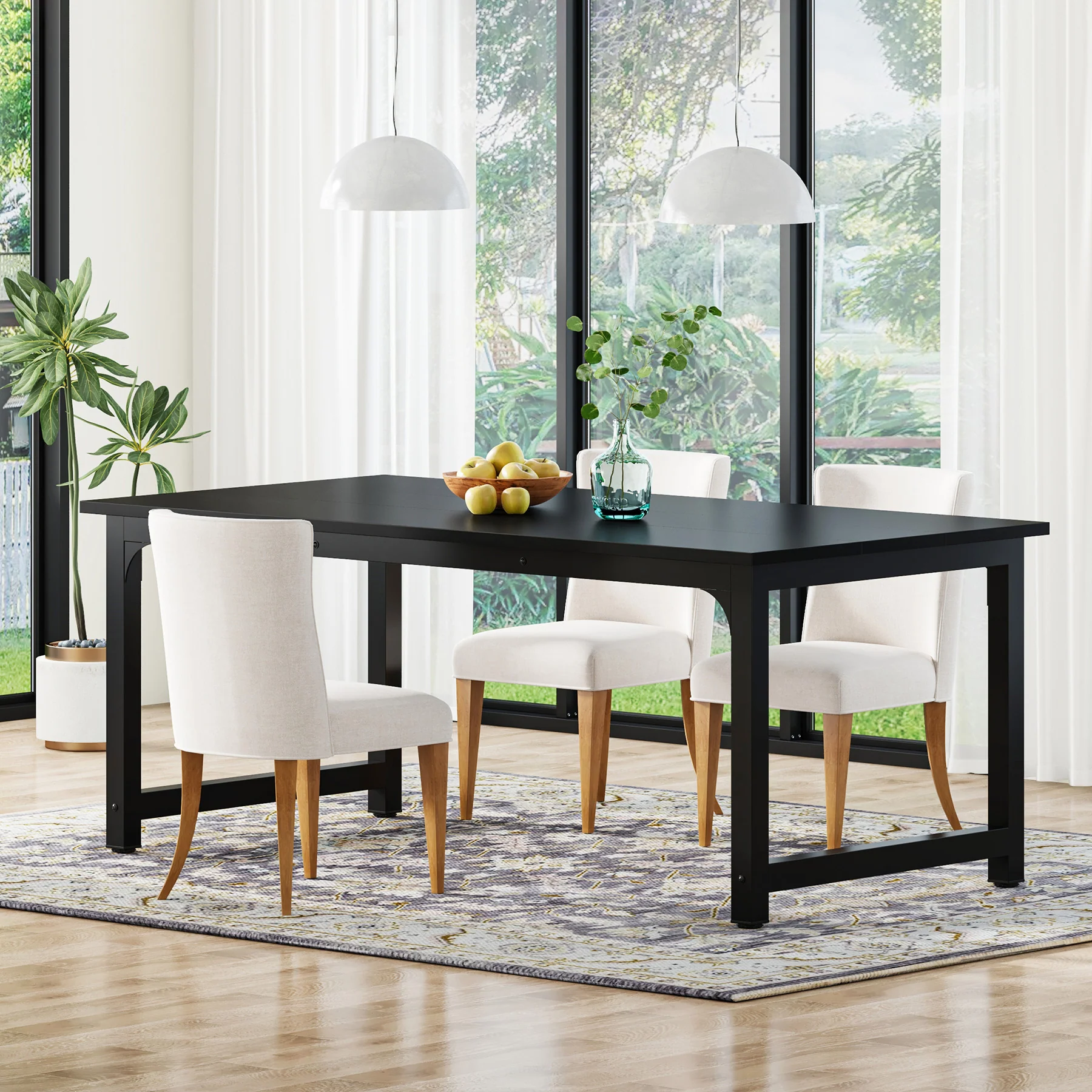 63" Rectangular Dining Table for 6–8 People, Industrial Wood Kitchen Table - Image 23