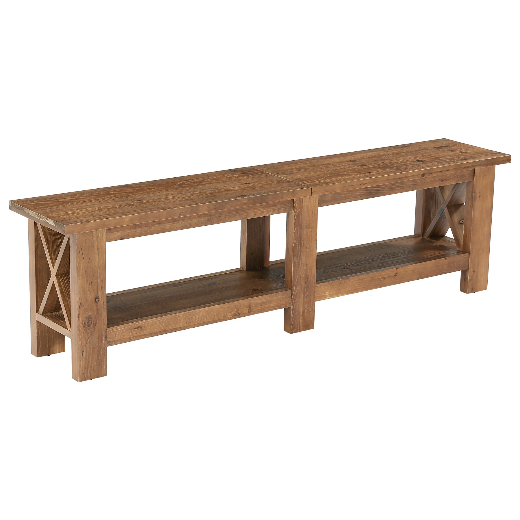 70.87" Solid Wood TV Stand for TVs up to 80", Farmhouse Entertainment Center with Storage Shelves - Image 9