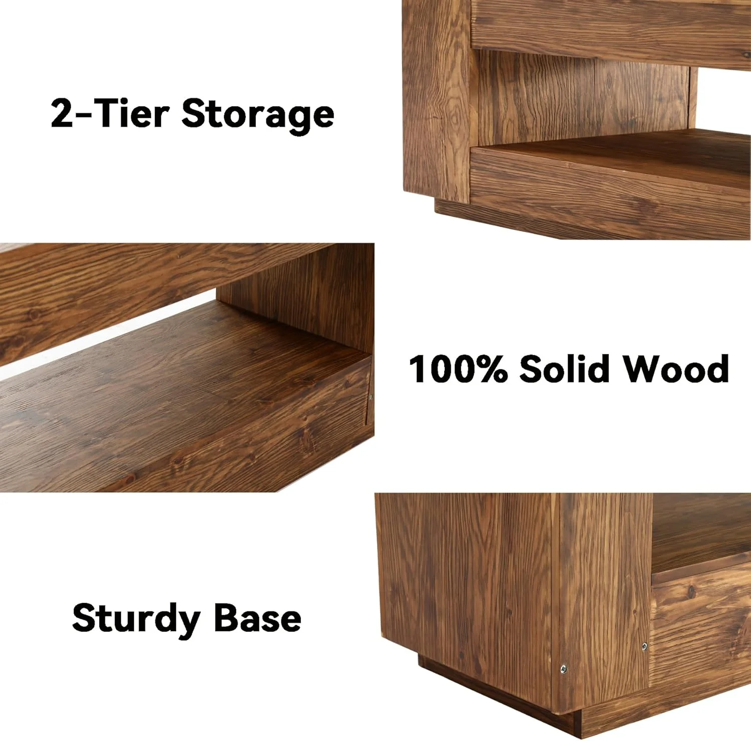 70.87" Solid Wood TV Stand, 2-Tier Entertainment Center for up to 80" TV - Image 7