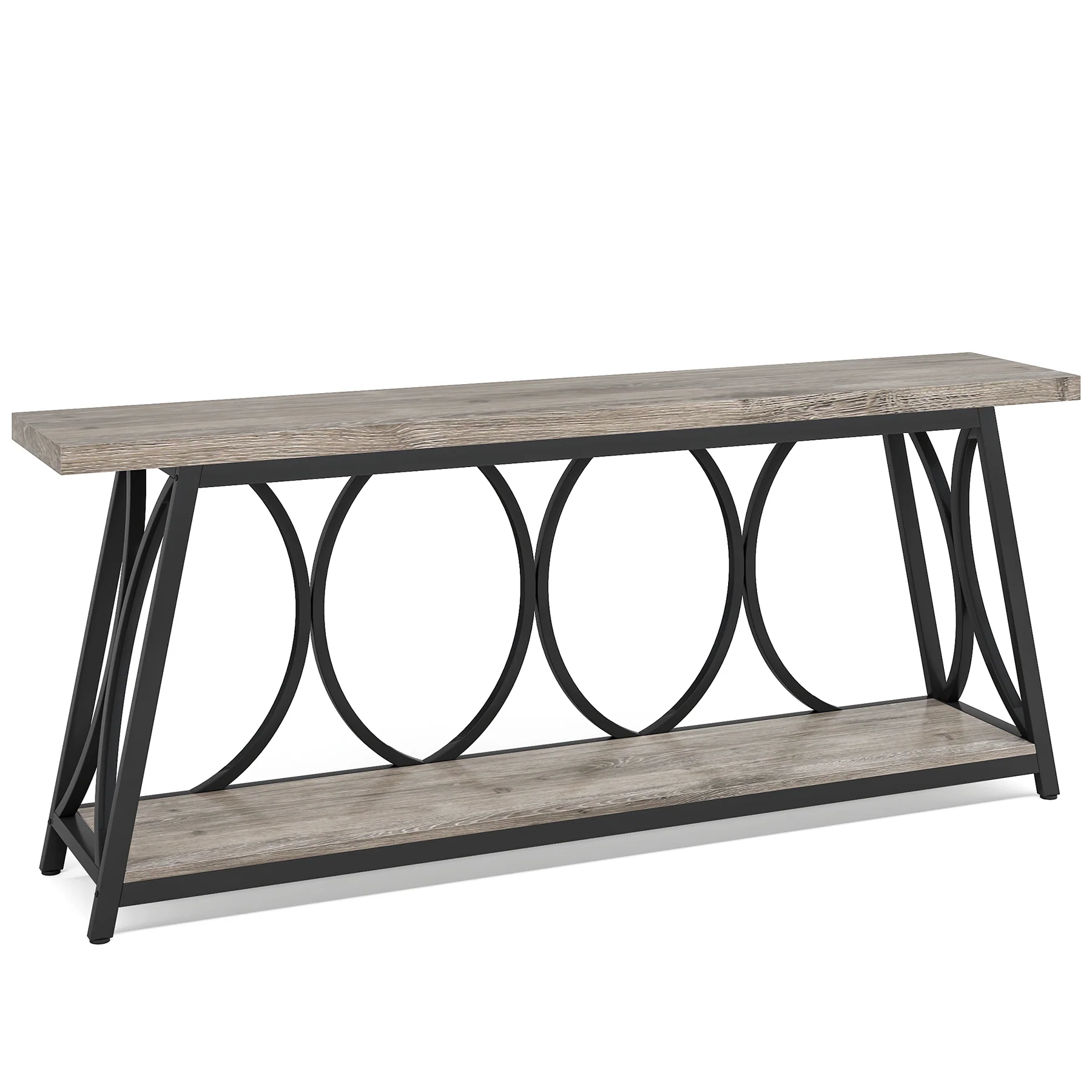 70.9" 2-Tier Industrial Console Table, Sofa Table with Shelves for Living Room or Entryway - Image 15