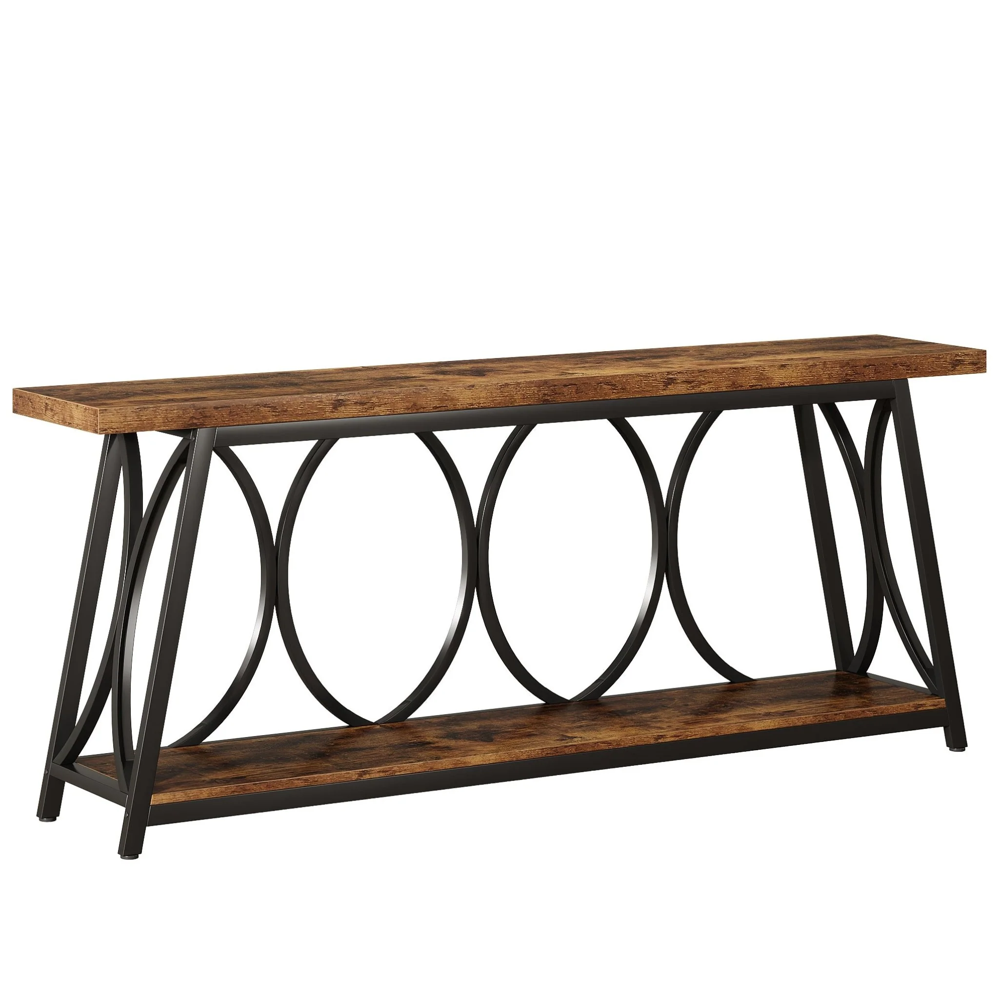 70.9" 2-Tier Industrial Console Table, Sofa Table with Shelves for Living Room or Entryway - Image 25