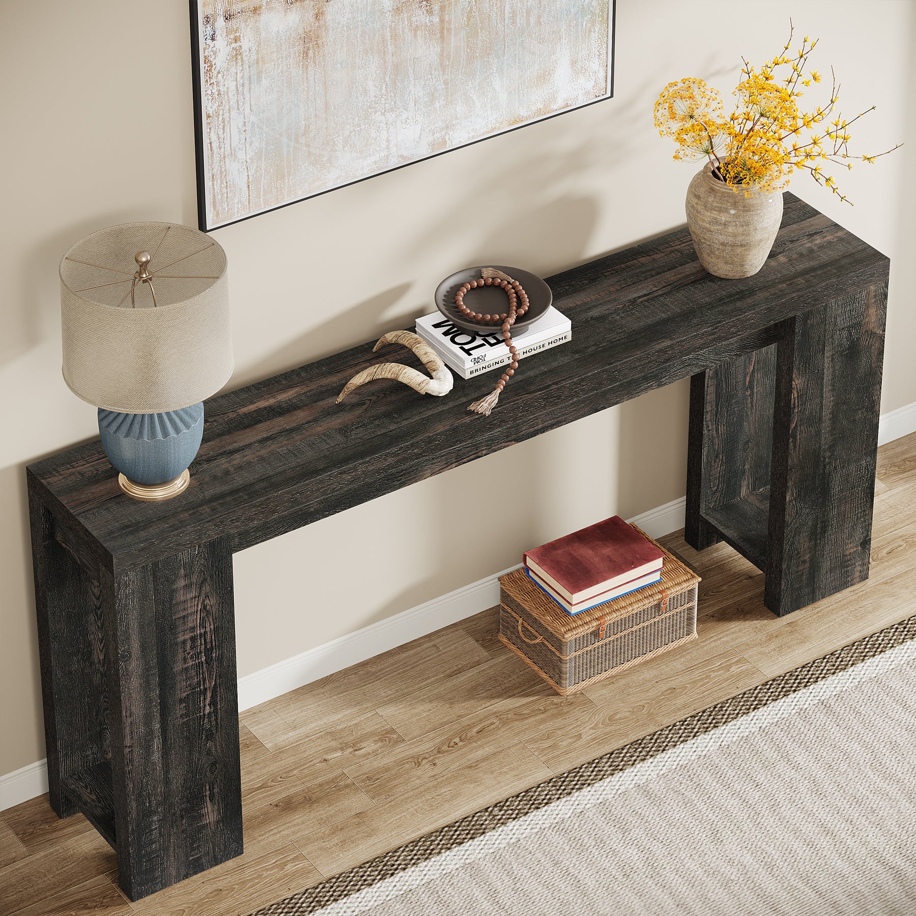 70.9" Extra Long Farmhouse Console Table, Narrow Sofa Table for Entryway - Image 21